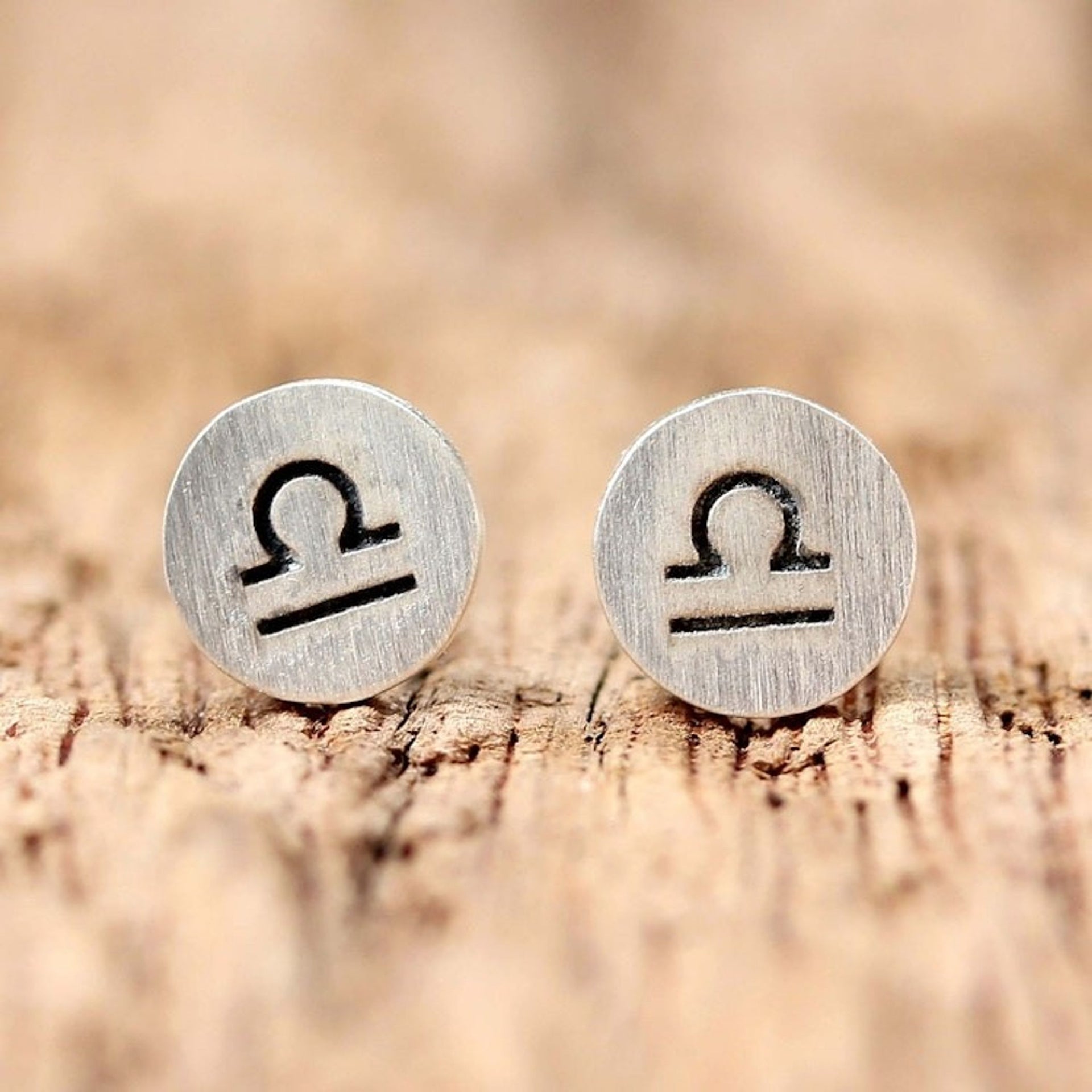 Sterling Libra Capricorn Stud Earrings from Thailand 'Satin Libra'