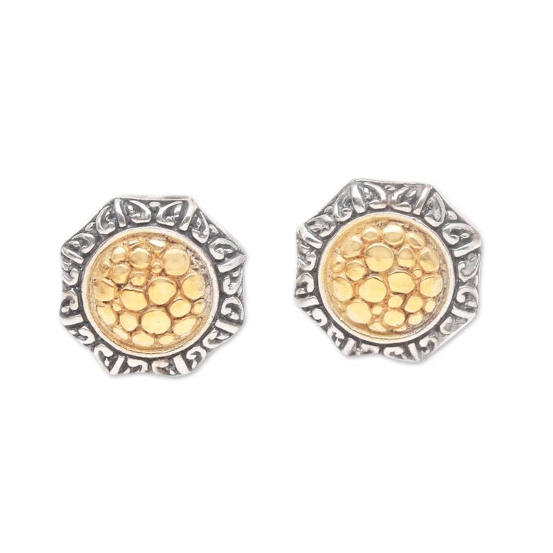 18k Gold-Accented Earrings from Bali 'Golden Gianyar'