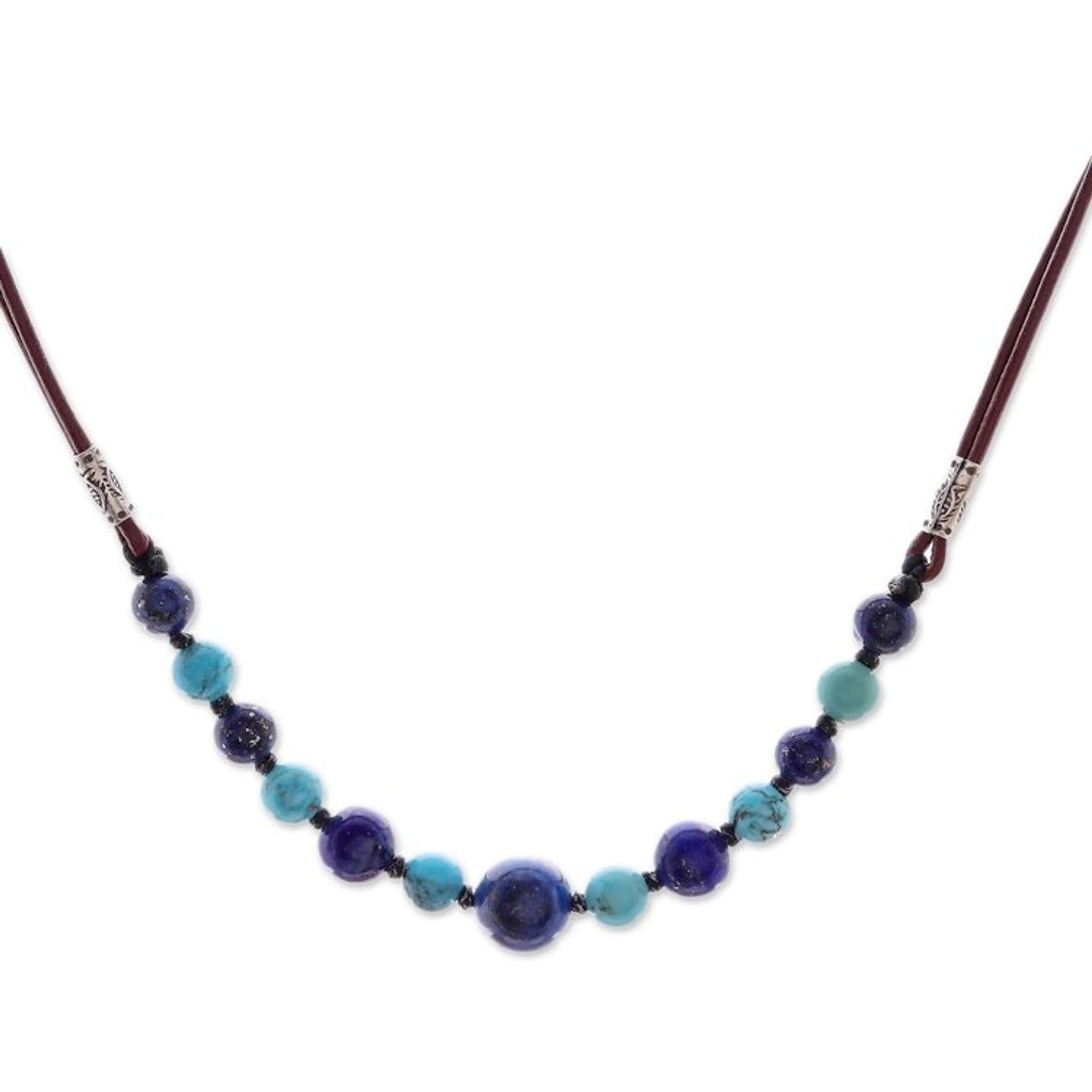 Lapis Lazuli and Howlite Beaded Necklace with Karen Silver 'Joyful Holiday'