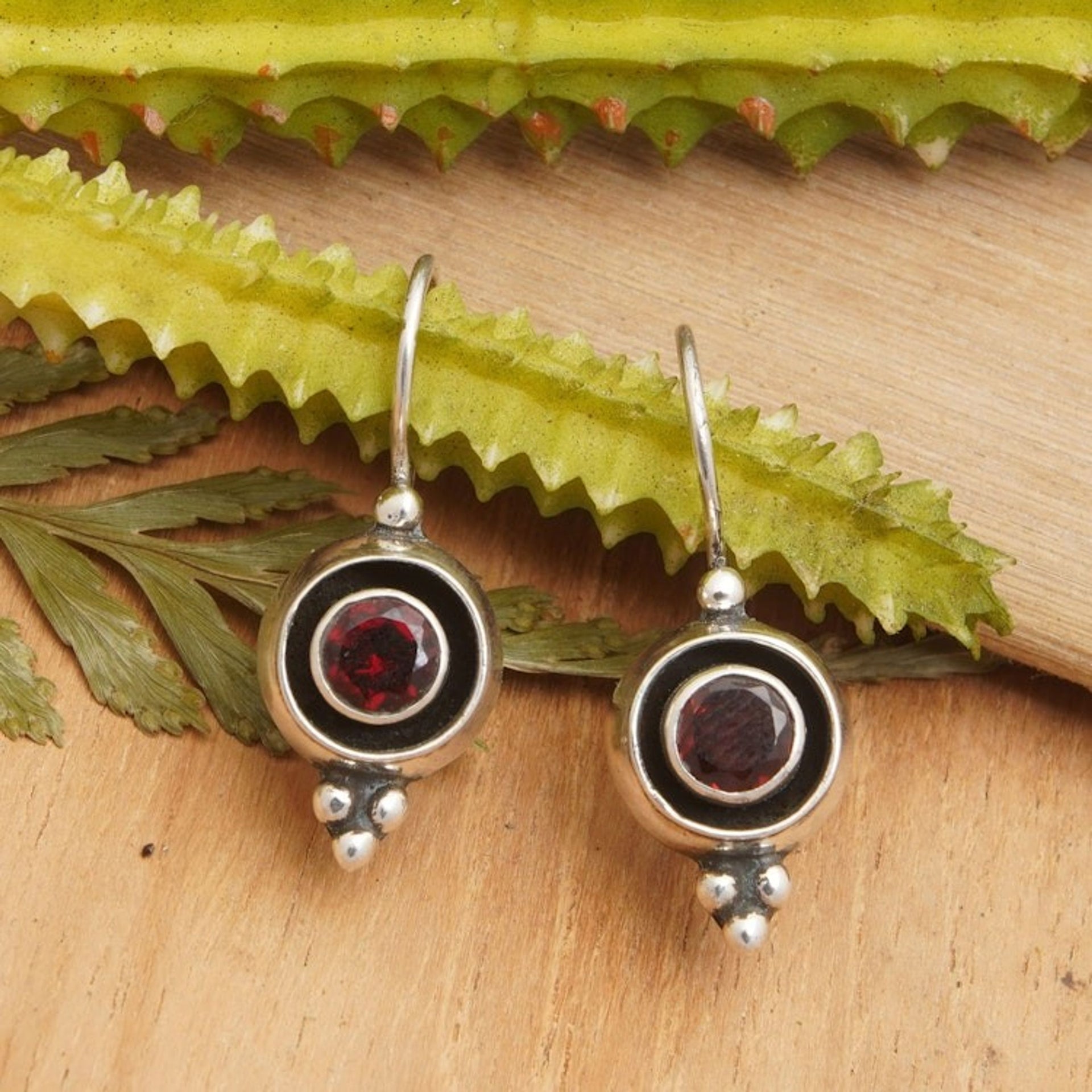 Natural Garnet Drop Earrings Made from Sterling Silver 'Red Magnificence'