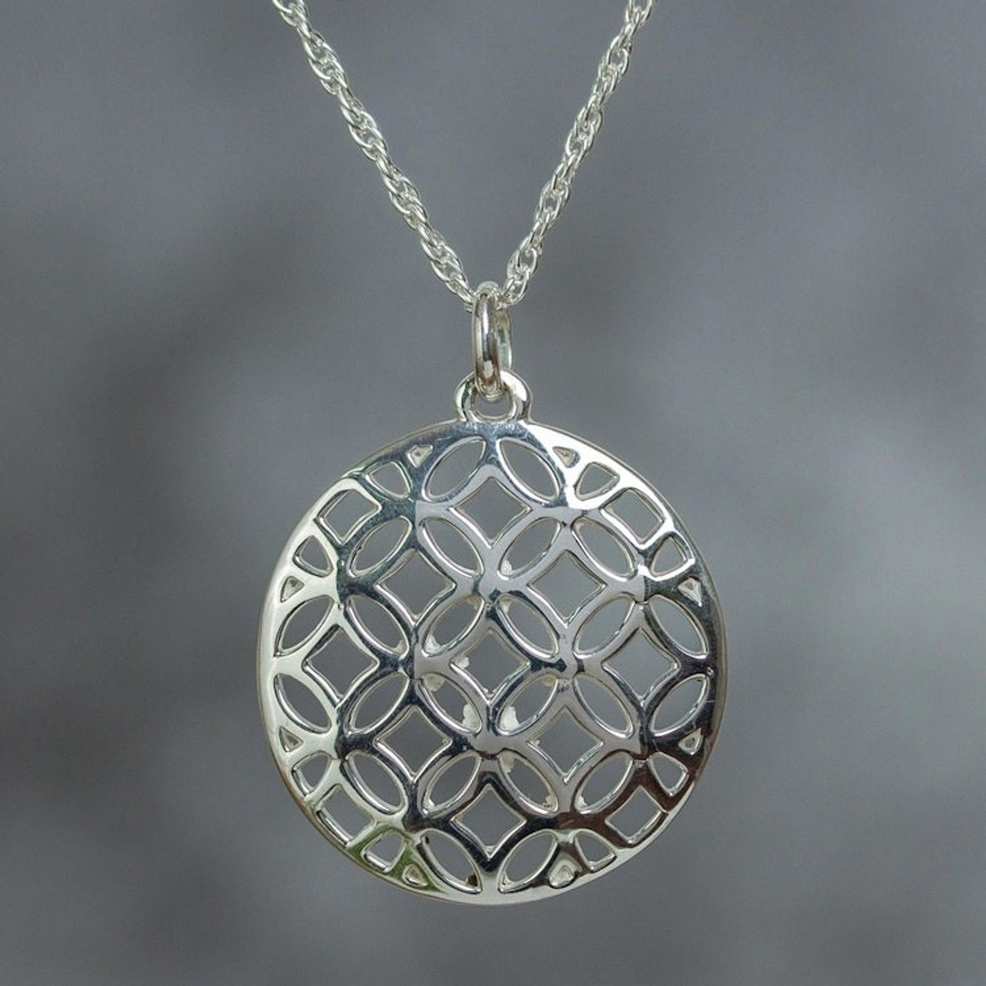 925 Sterling Silver Flower Pendant Necklace From Taxco 'Geometric Flower'