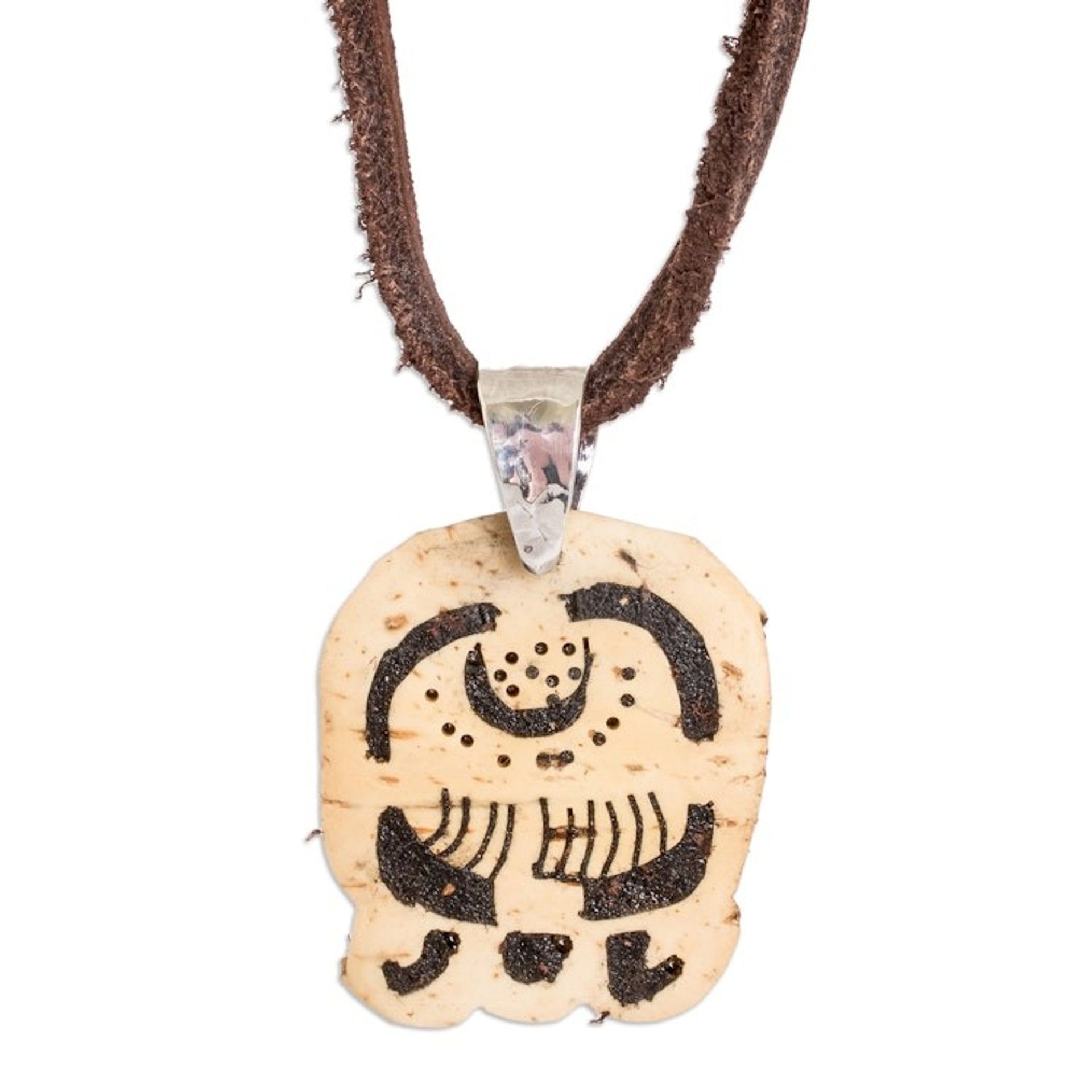 Coconut Shell and Lava Stone Imox Sign Pendant Necklace 'Connection with Nature'