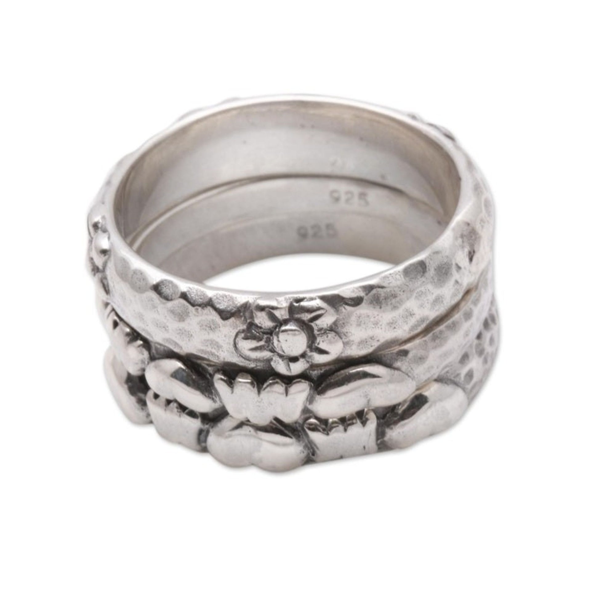 Sterling Silver Stacking Rings Set of 3 'Silver Loves'