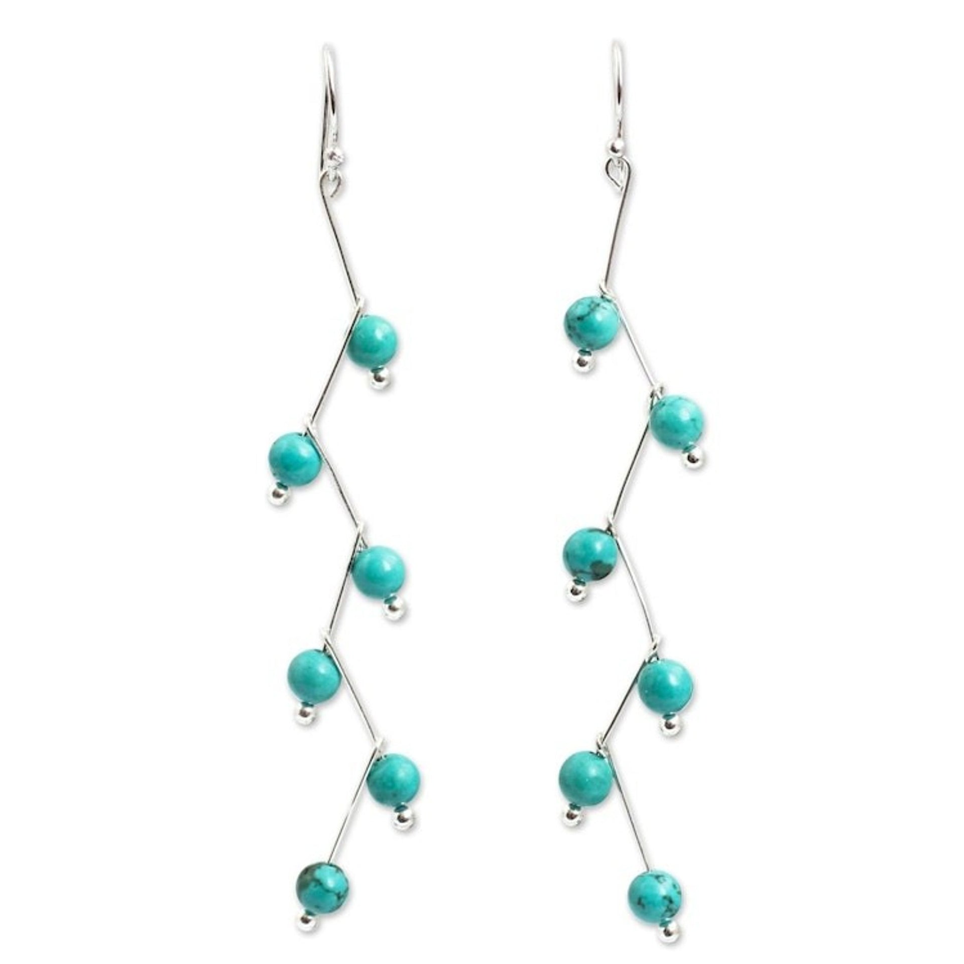 Modern Handcrafted Blue Calcite Dangle Earrings 'Lightning'