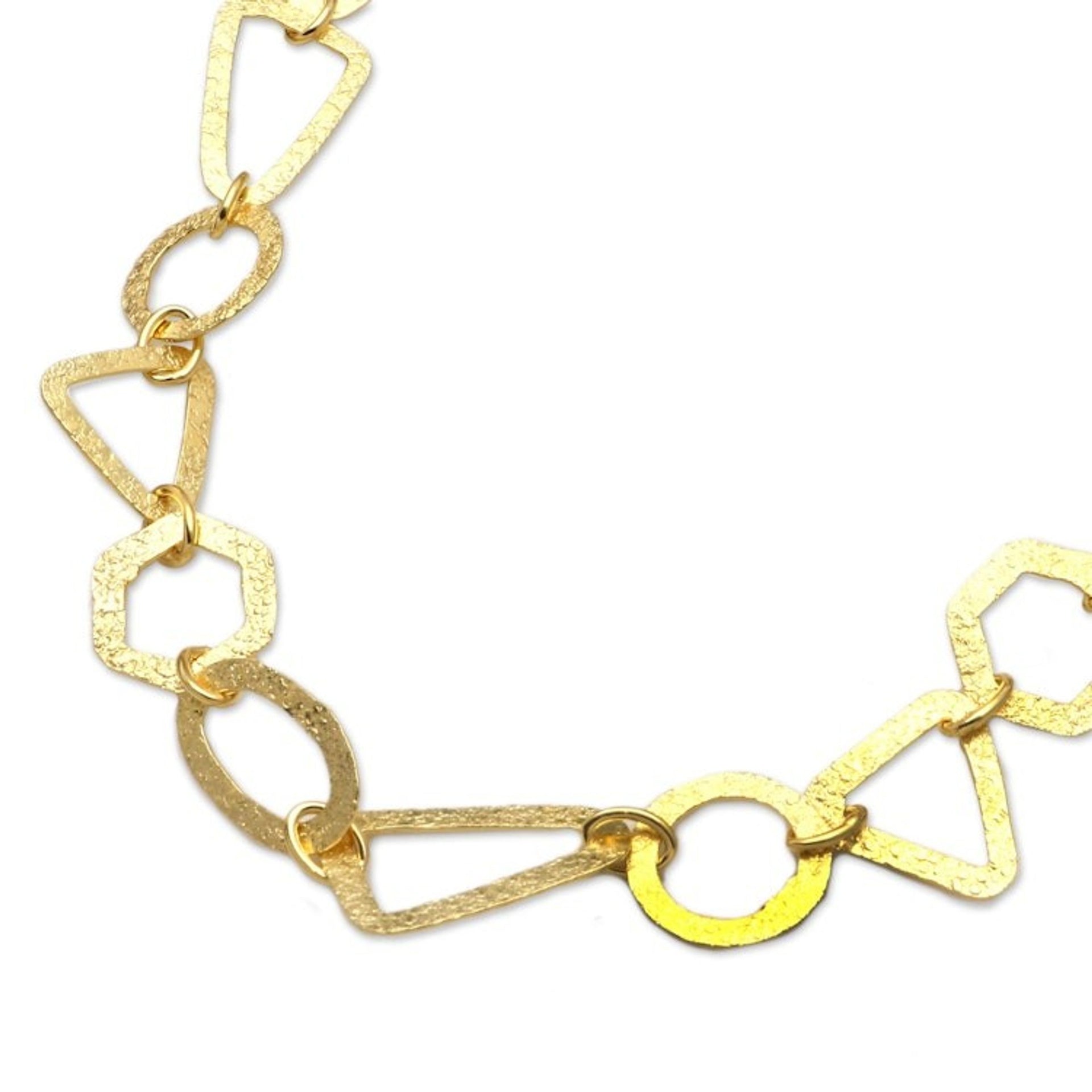 Gold-Plated Sterling Silver Geometric Pendant Necklace 'Geometry'