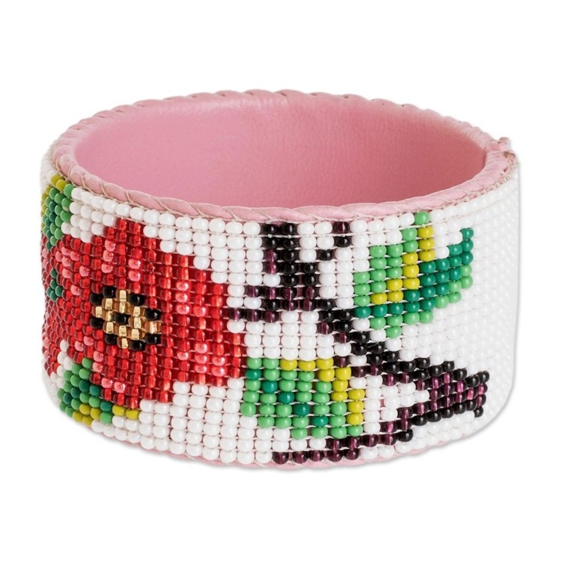 Handmade Floral Bead Cuff Bracelet 'Flowers of Spring'