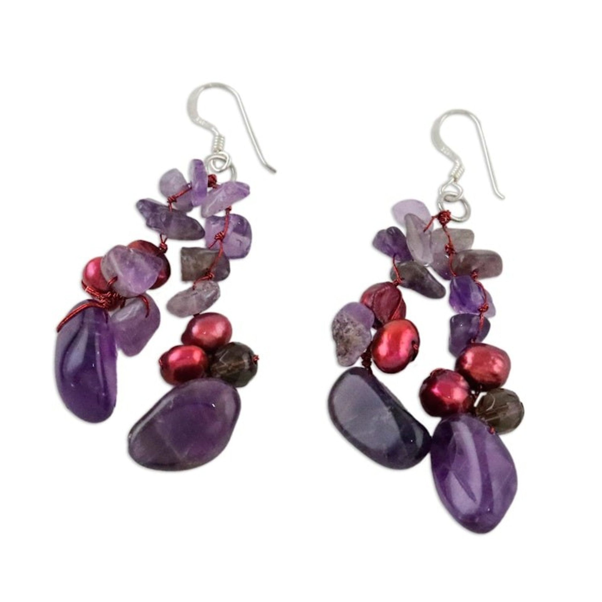 Amethyst and Pearl Dangle Earrings 'Diva'