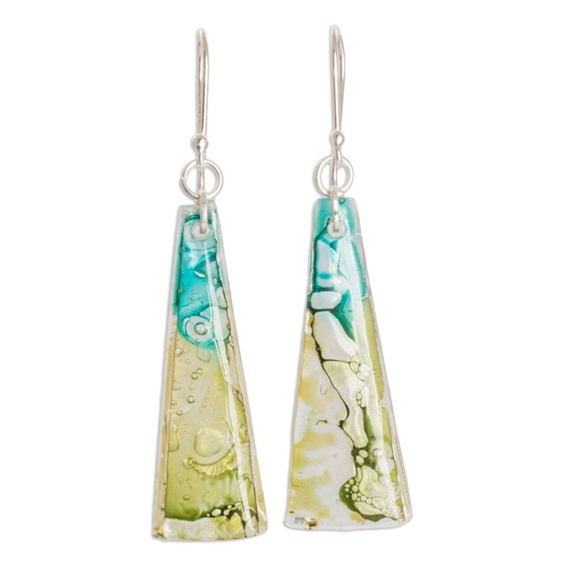 Recycled CD Earrings on 925 Silver Hooks Handcrafted Jewelry 'Peaceful Life'