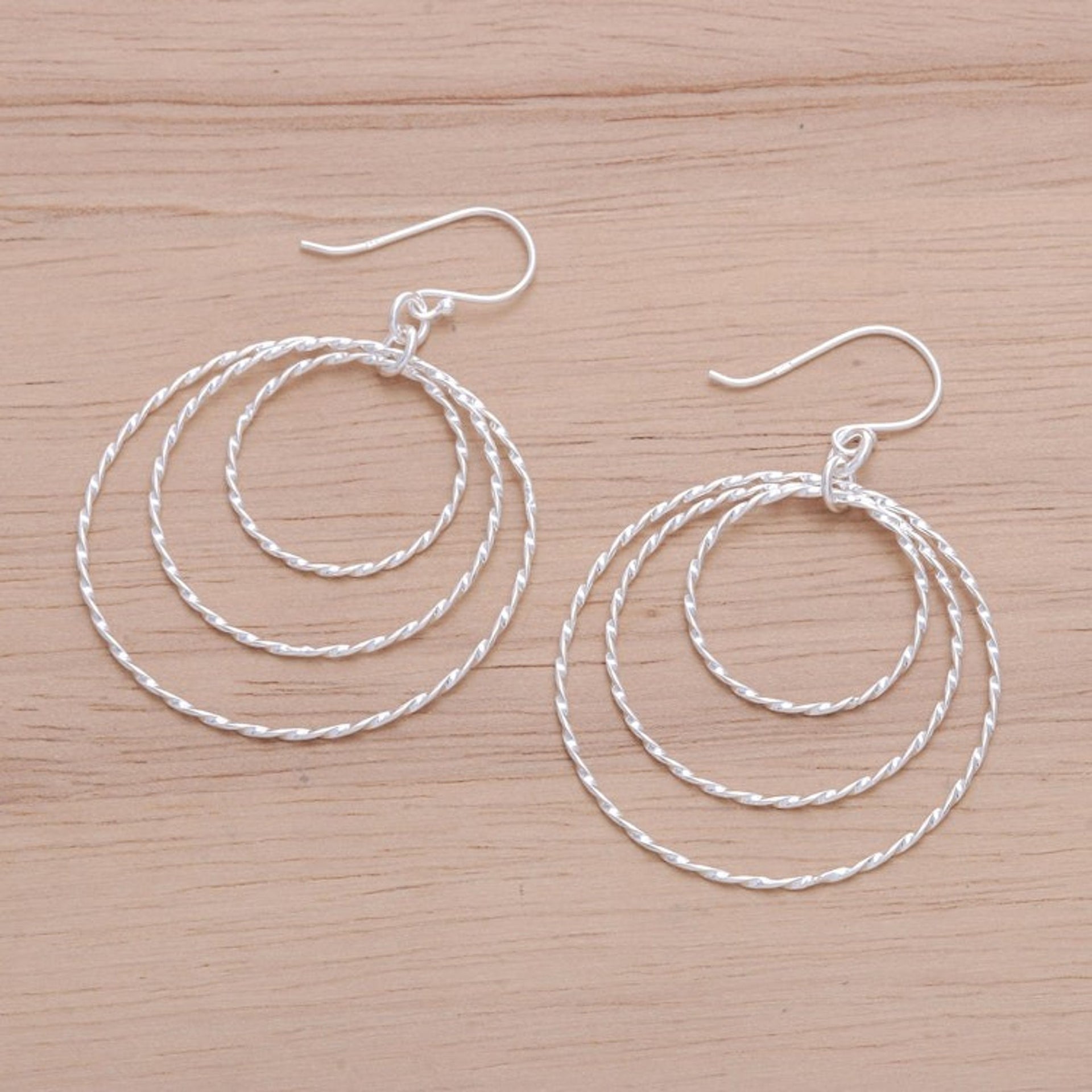 Polished Sterling Silver Dangle Earrings Crafted in Thailand 'Avant-Garde Swirls'