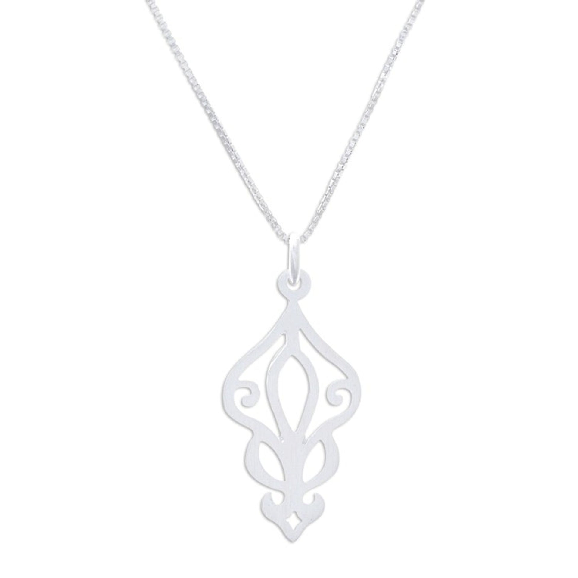 Openwork Sterling Silver Pendant Necklace from Thailand 'Petal Magic'