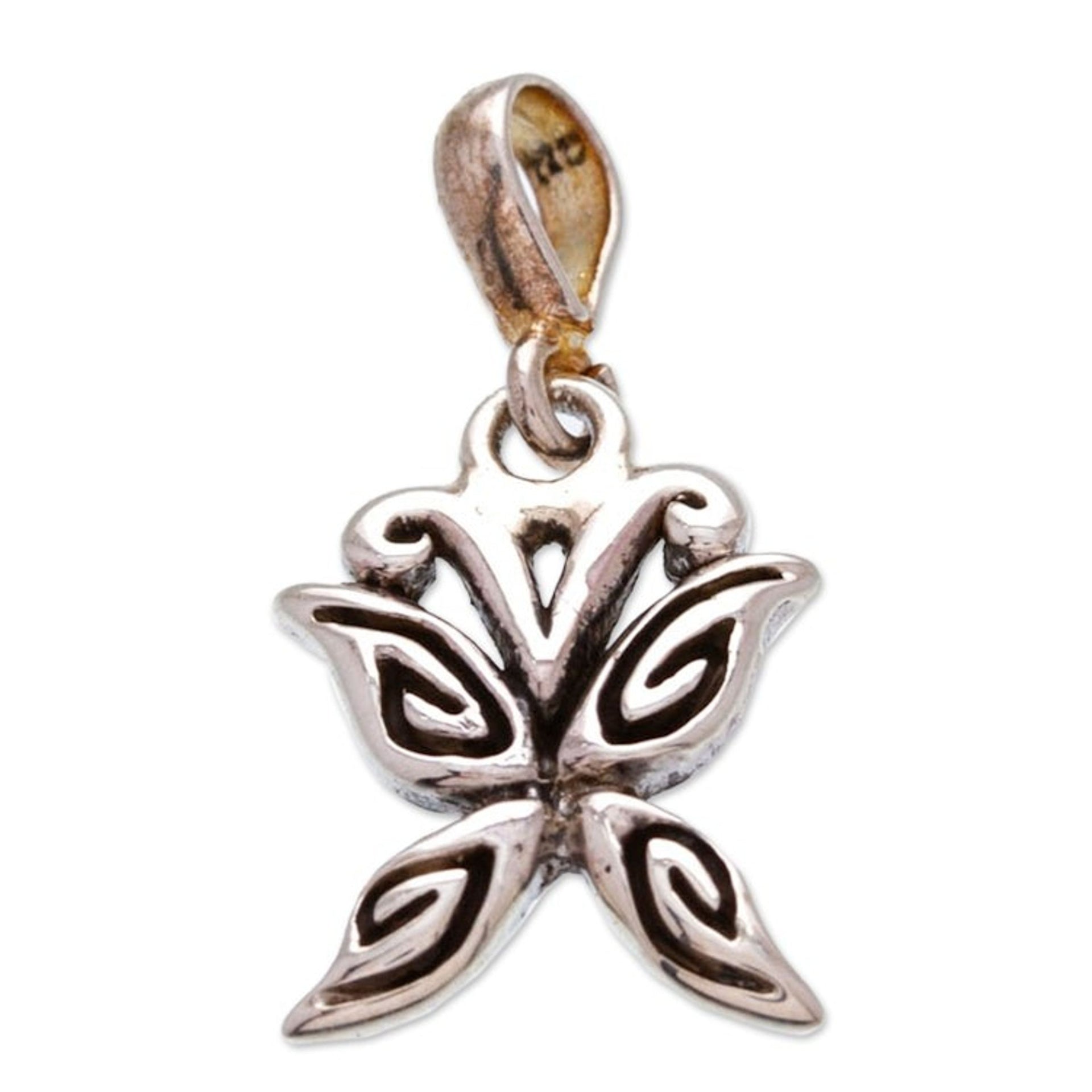 Butterfly-Themed Taxco Sterling Silver Pendant from Mexico 'Bright Butterfly'