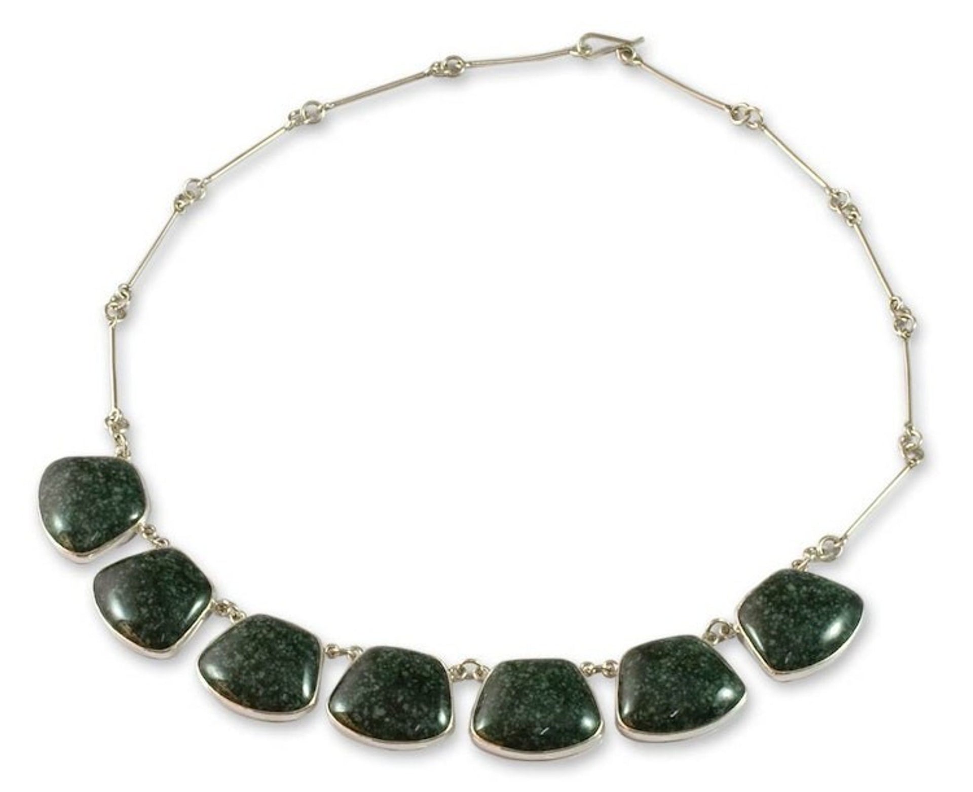 Central American Sterling Silver Jade Necklace 'Maya Legends'