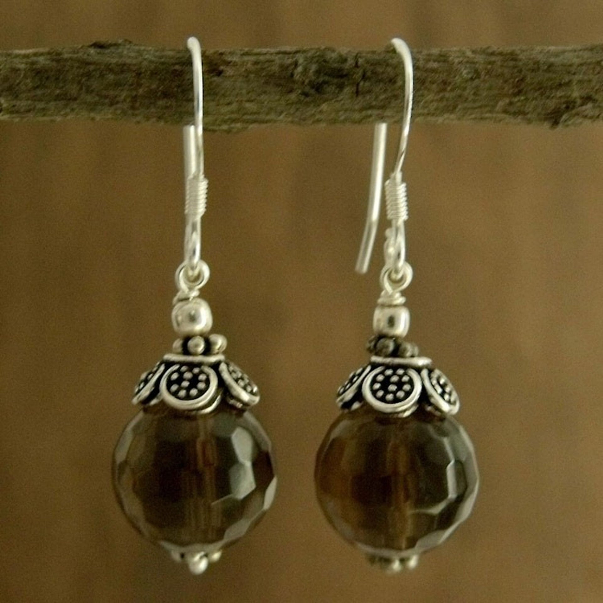 Smoky quartz dangle earrings 'Jaipur Sonnet'