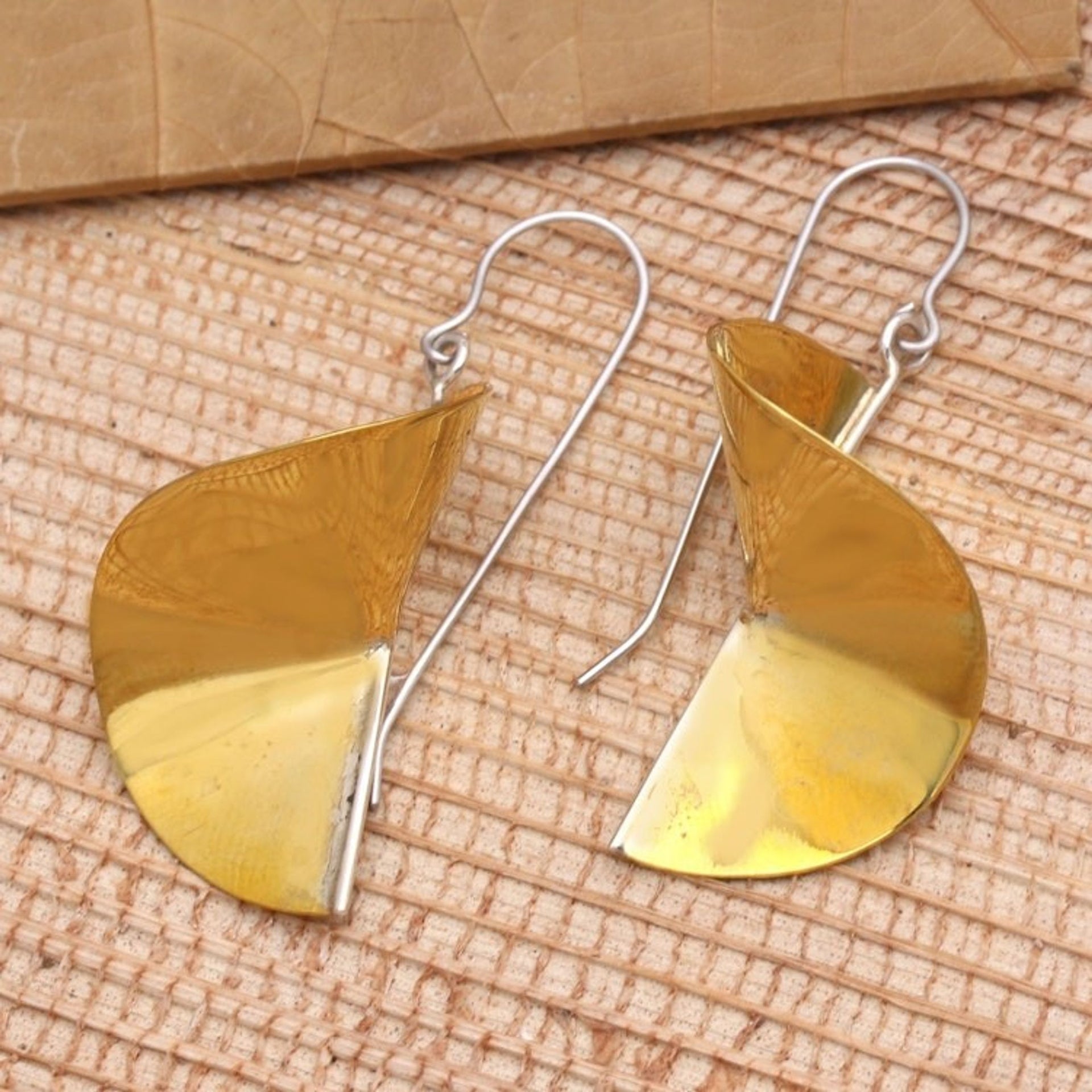 Handmade Brass Dangle Earrings from Java 'Swirling Skirts'