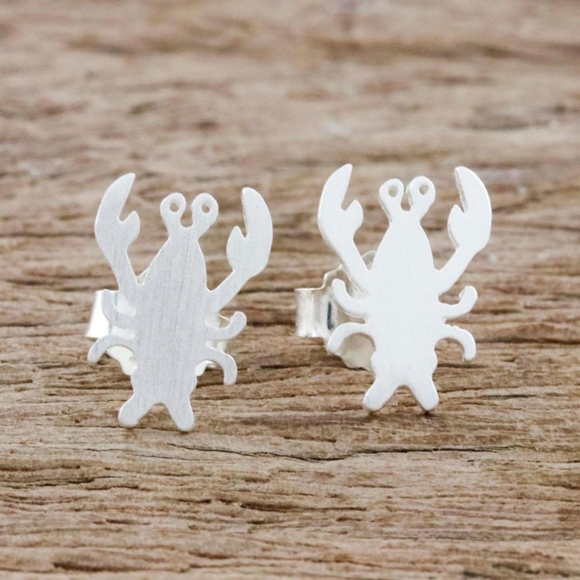 Sterling Silver Lobster Stud Earrings Handmade in Thailand 'Little Lobster'