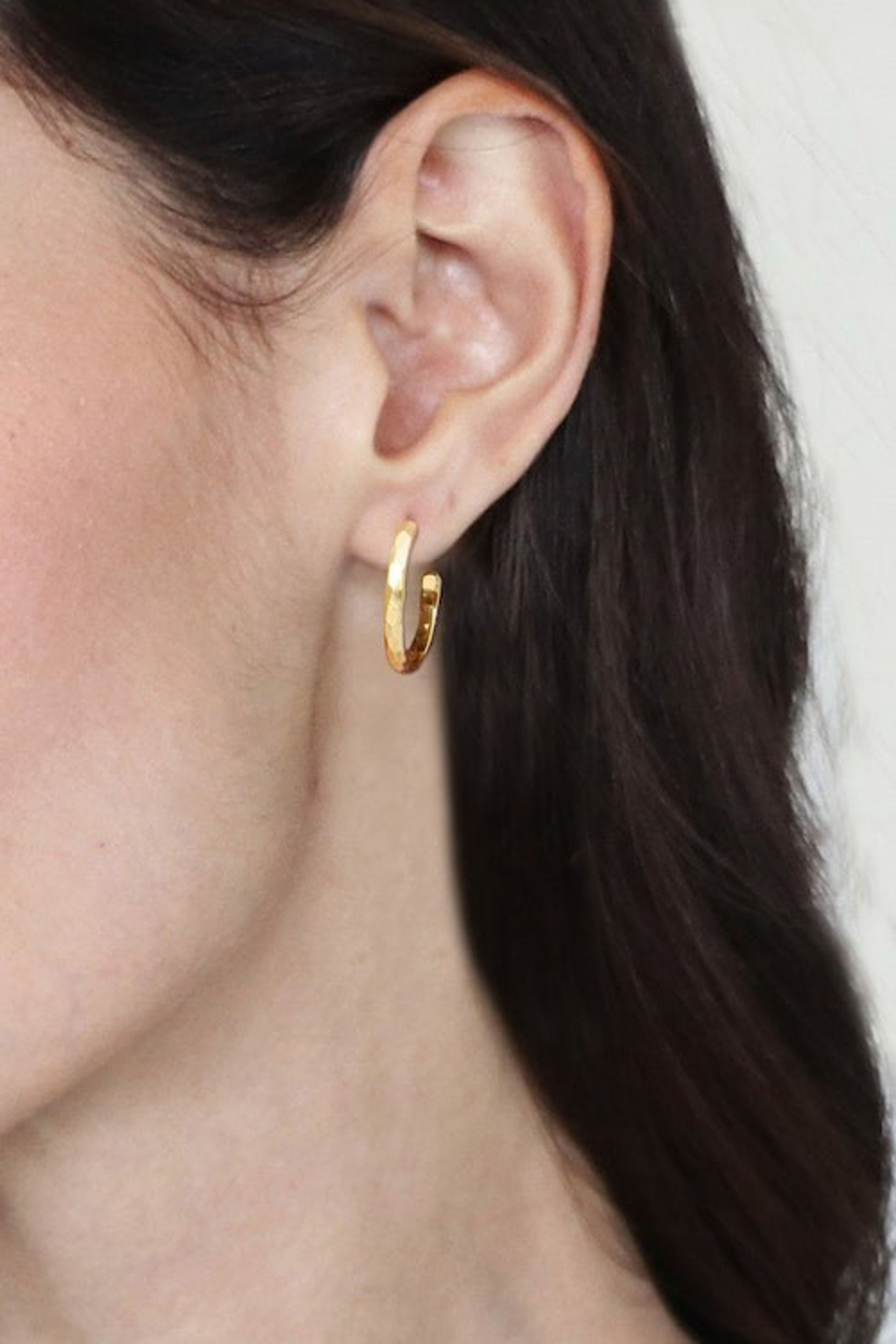 Gold Plated 925 Slim Half Hoop Silver Earrings from Bali 'Slim Radiant Shine'