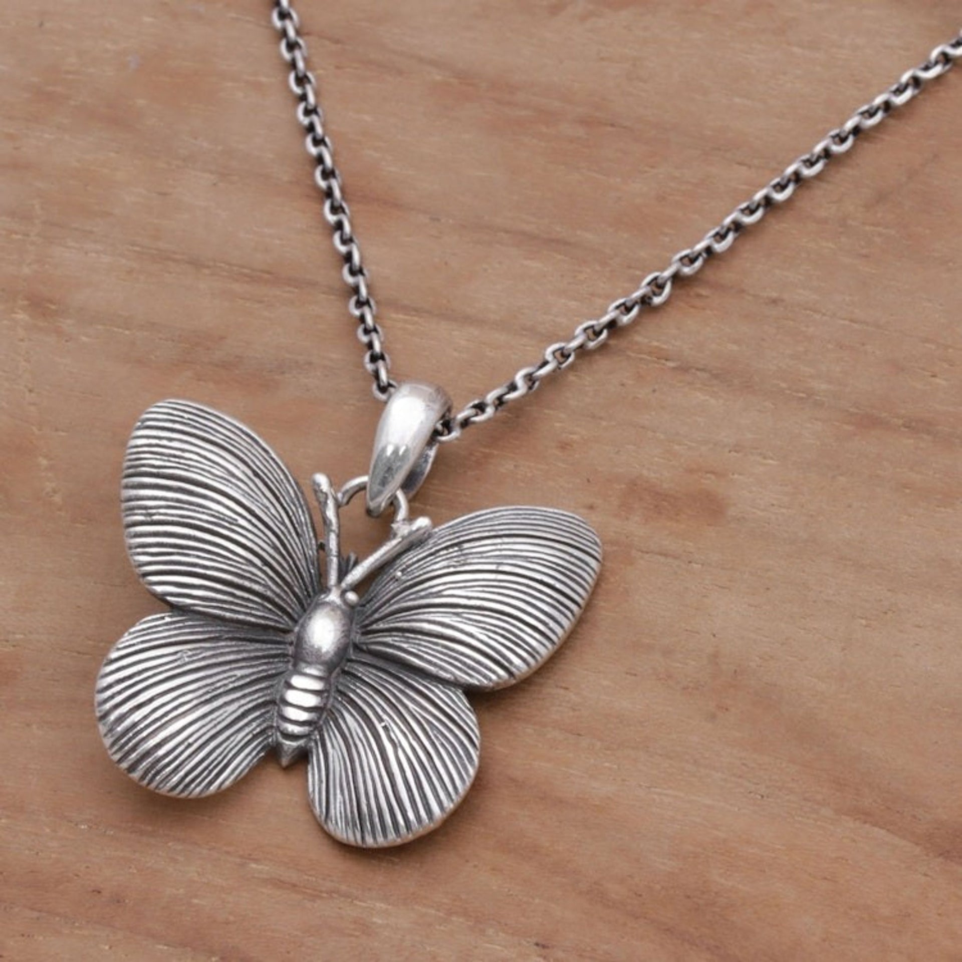 925 Sterling Silver Butterfly Pendant Necklace from Bali 'Blessed Butterfly'