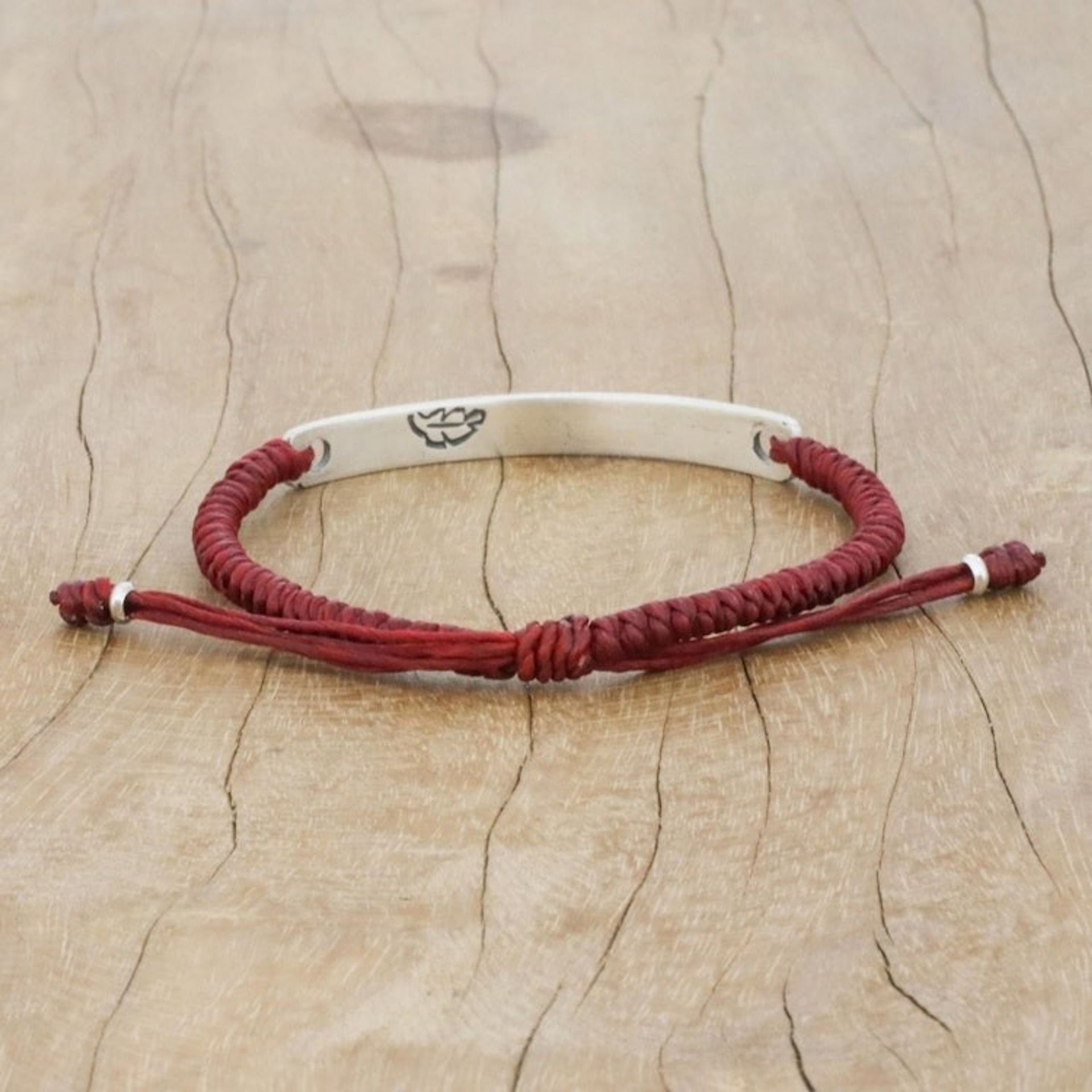 Sterling Silver Good Luck Pendant Bracelet from Thailand 'Lucky Red'