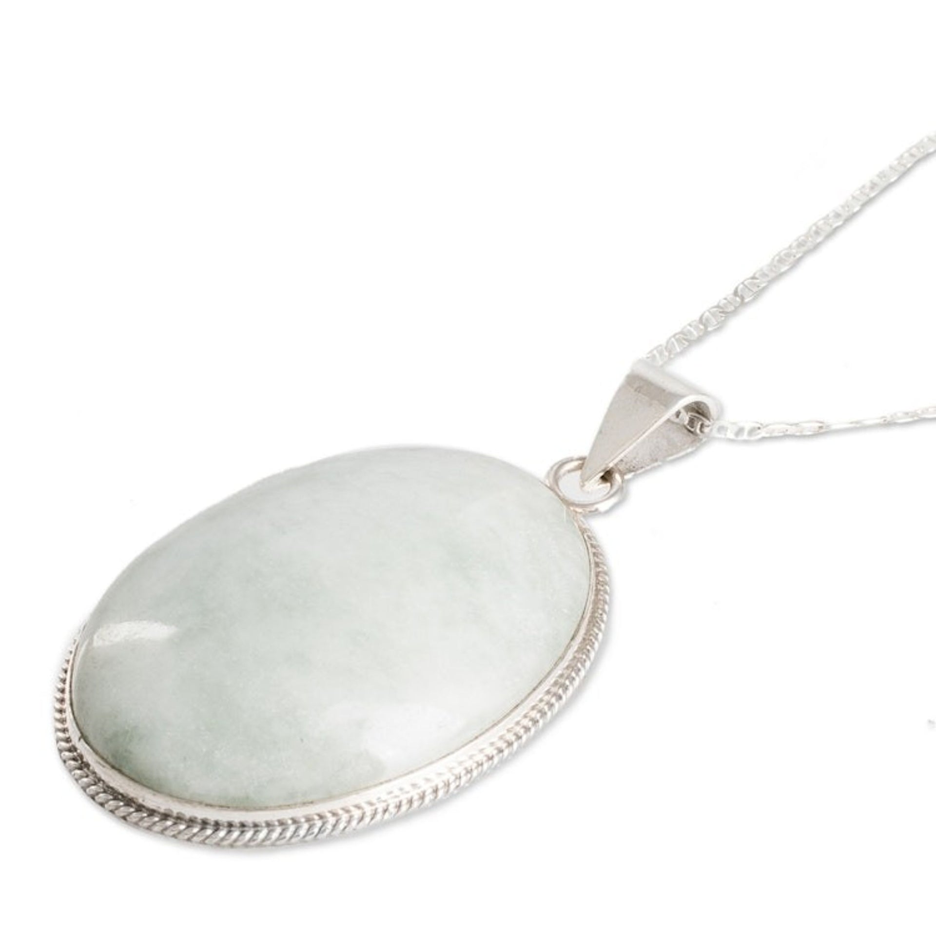 Reversible Silver and Apple Green Jade Maya Pendant Necklace 'Treasures of My Land'