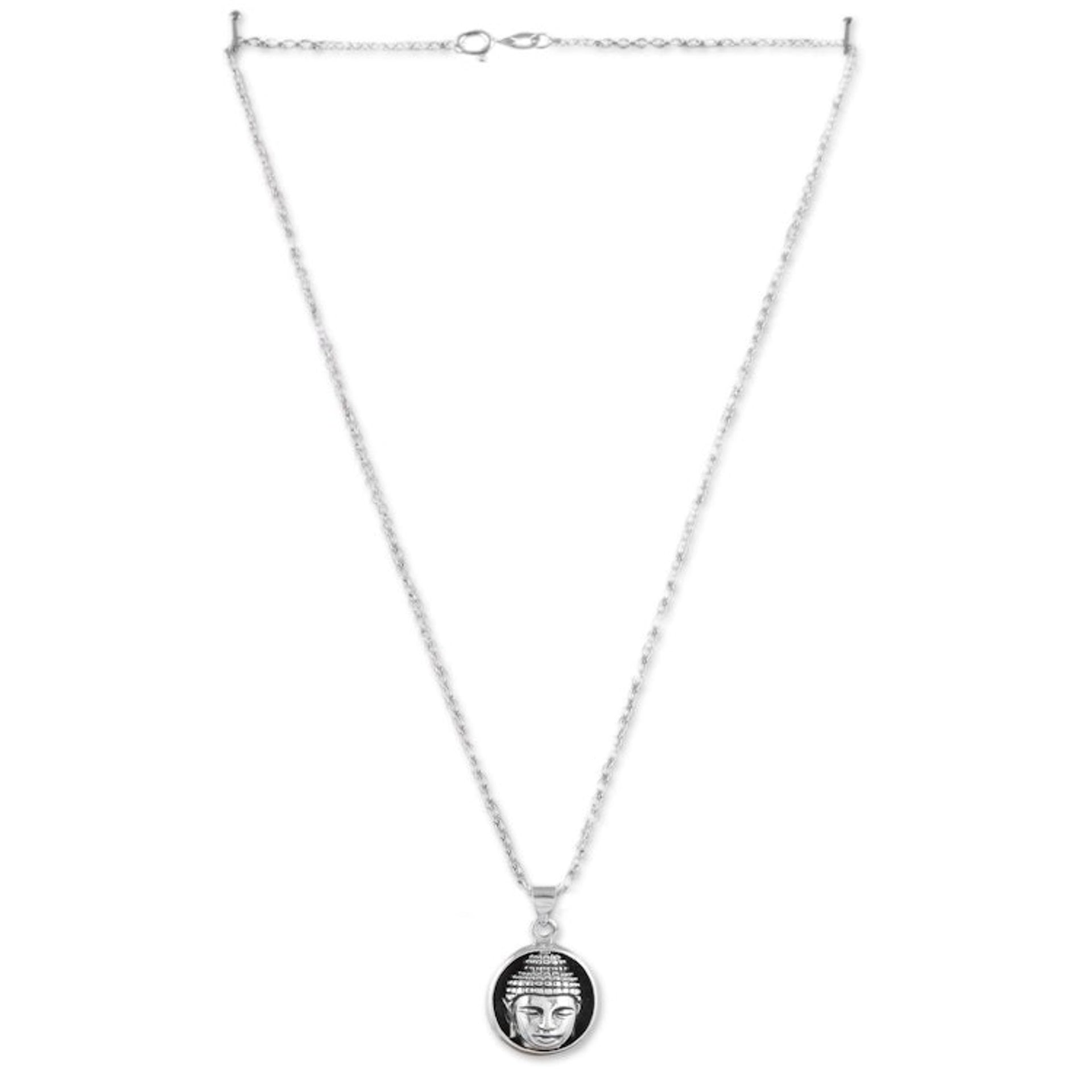 Men's Sterling Silver Pendant Necklace with Buddha Motif 'Pensive Buddha'