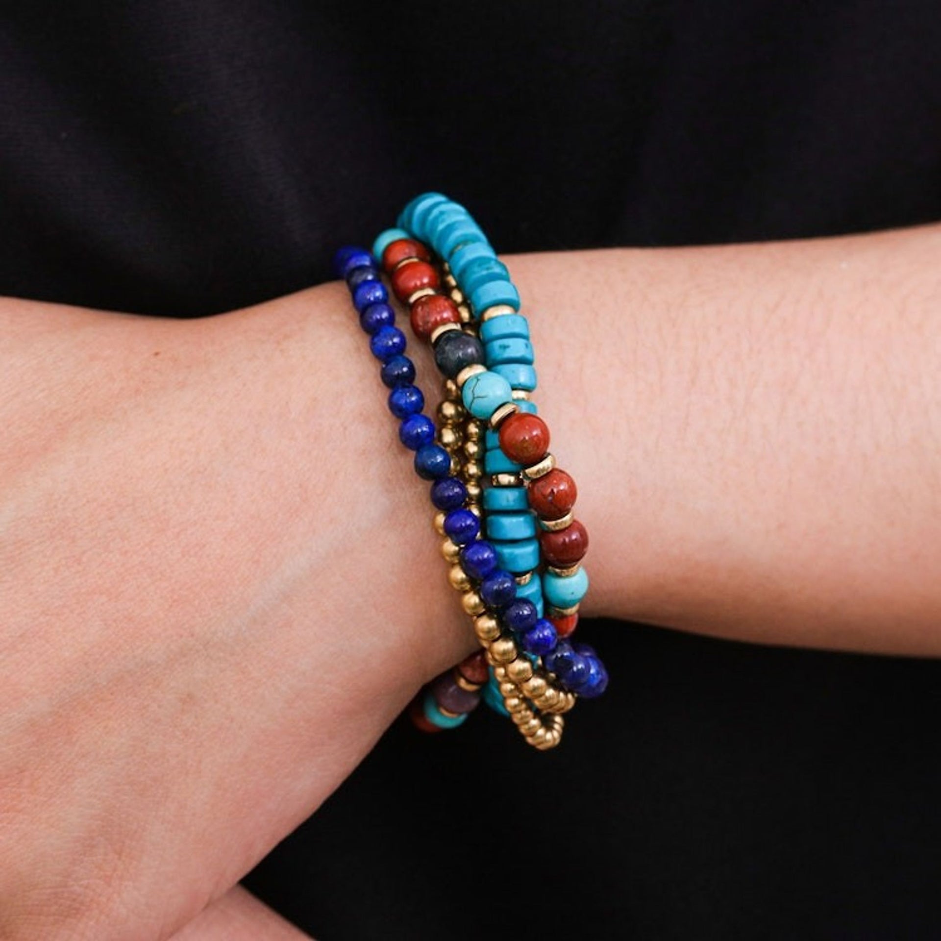 Multi Gemstone Beaded Bracelet from Thailand 'Beads and Bells'