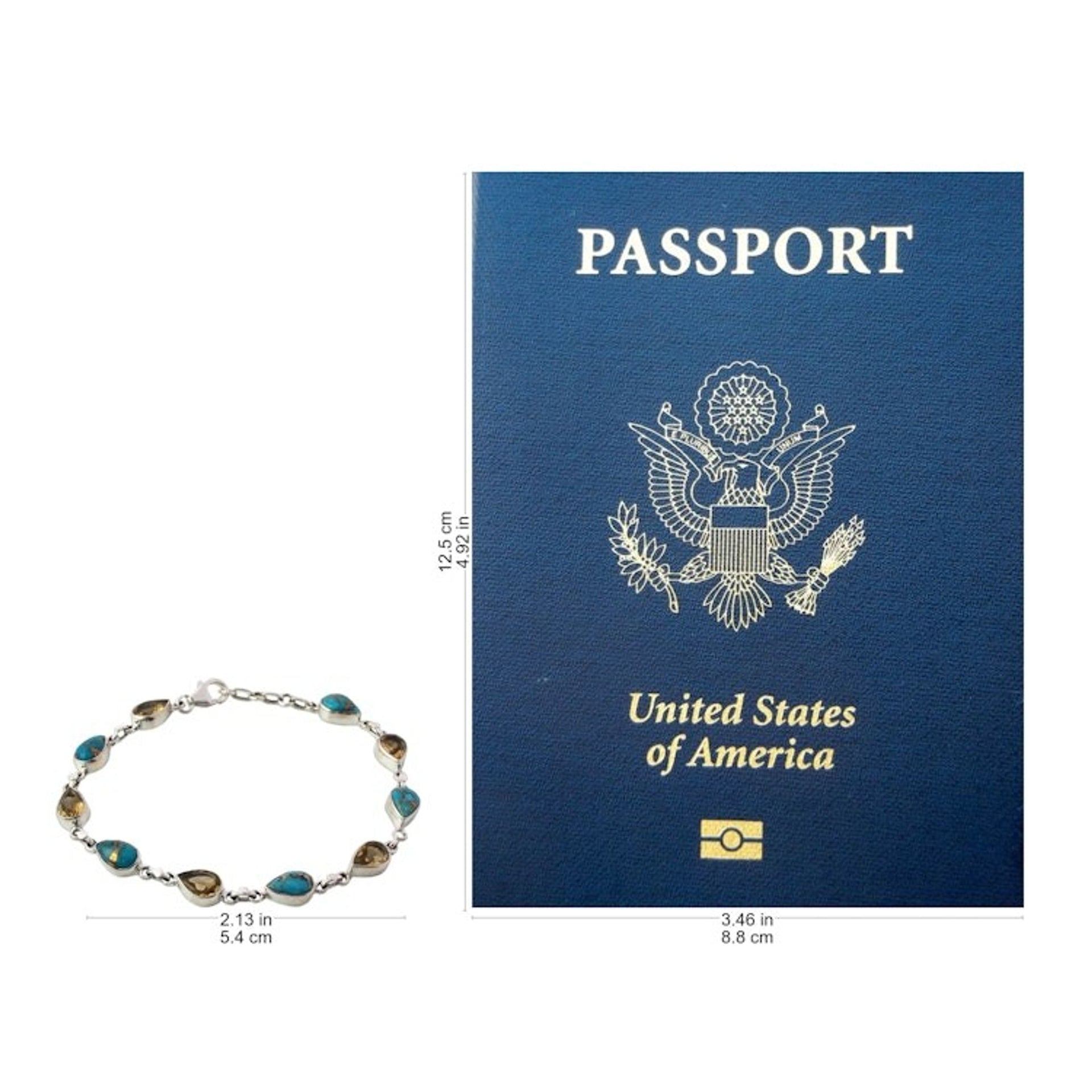 Citrine Composite Turquoise Link Bracelet from India 'Sunny Drops in Blue'