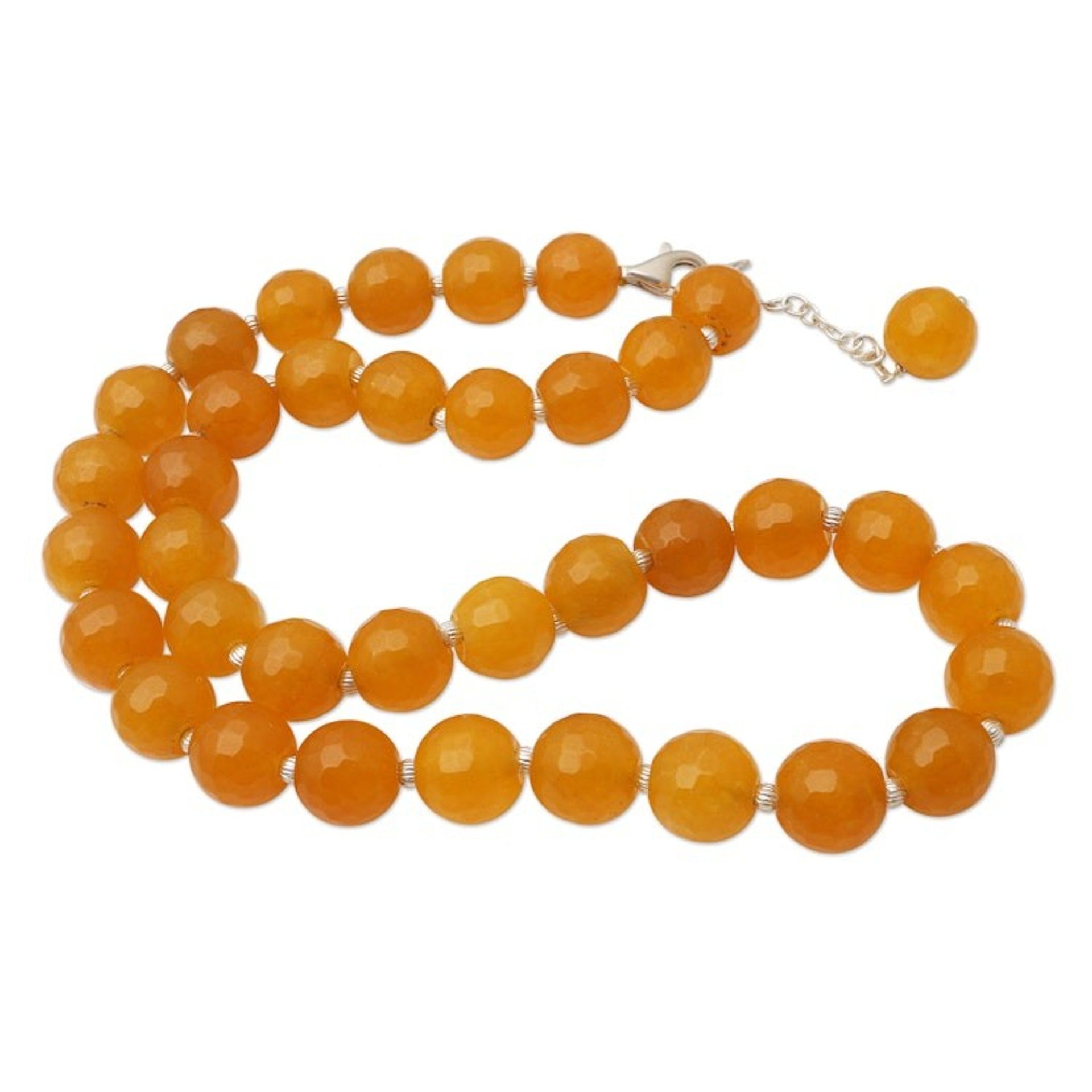 Sterling Silver and Orange Agate Beaded Necklace 'Evening Cocktail in Orange'