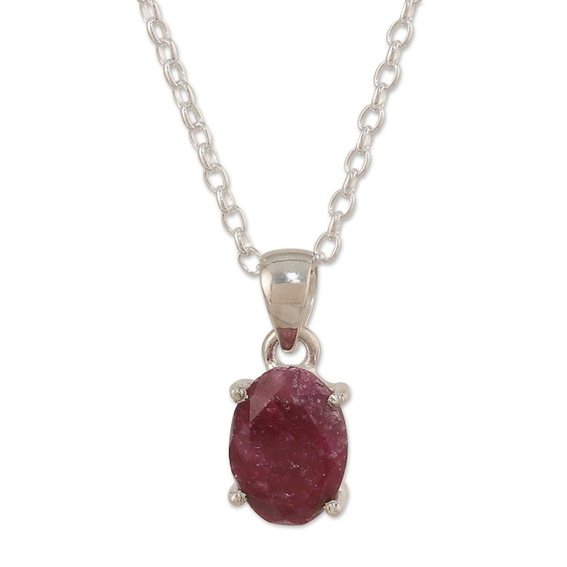 Faceted Ten-Carat Ruby Pendant Necklace Crafted in India 'Love Grandeur'