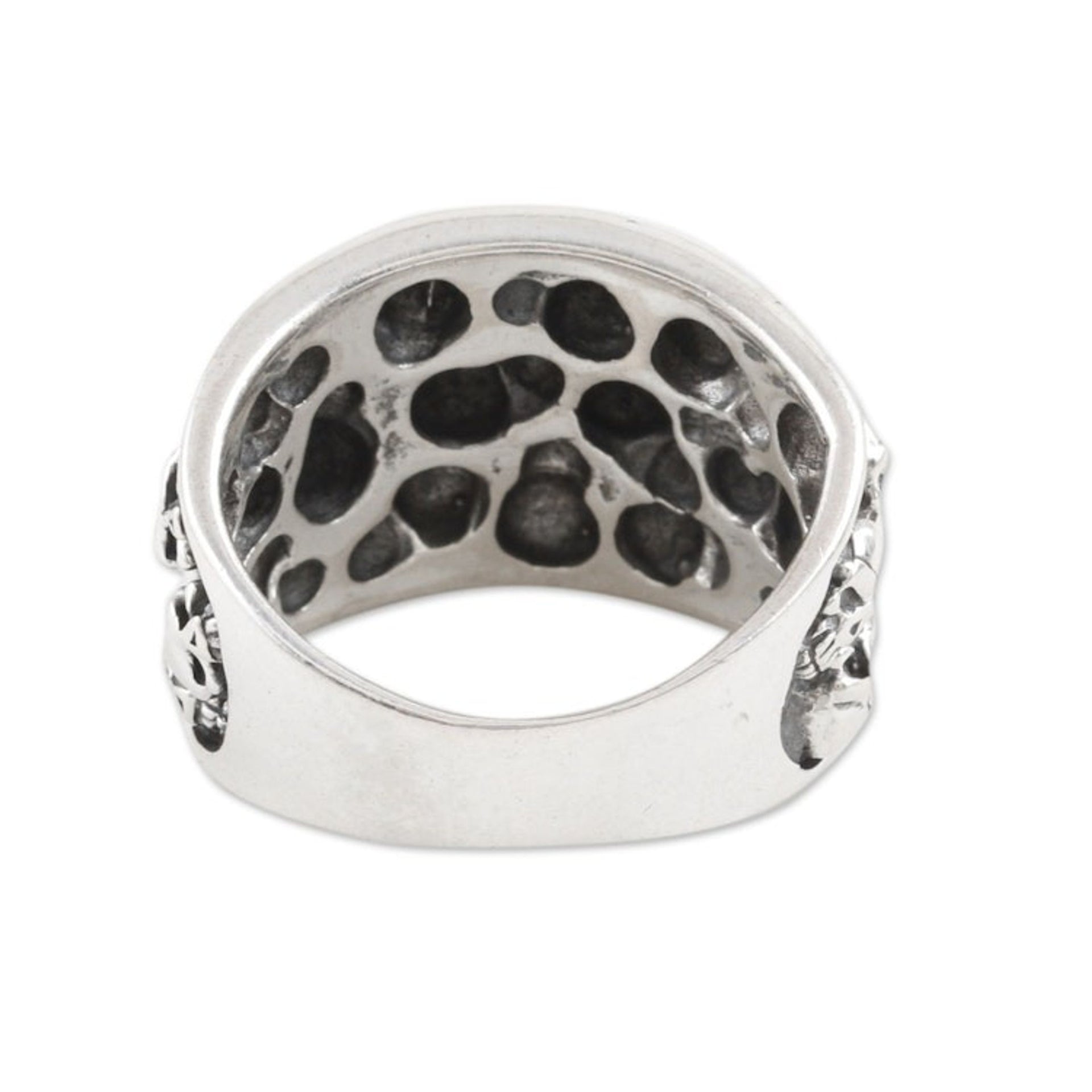 Men's Sterling Silver Skull Domed Ring from India 'Underworld Treasure'