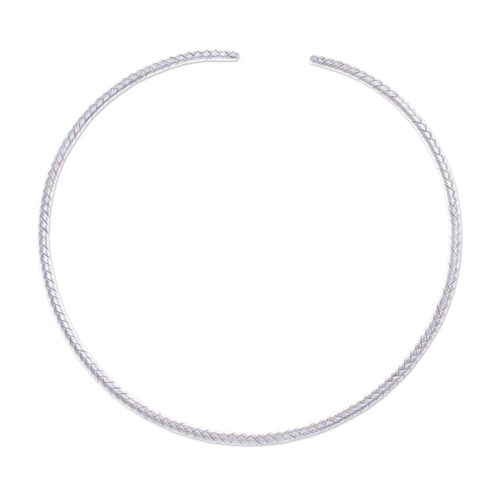 Artisan Made Woven Silver Collar Necklace from Thailand 'Unbreakable Bond'