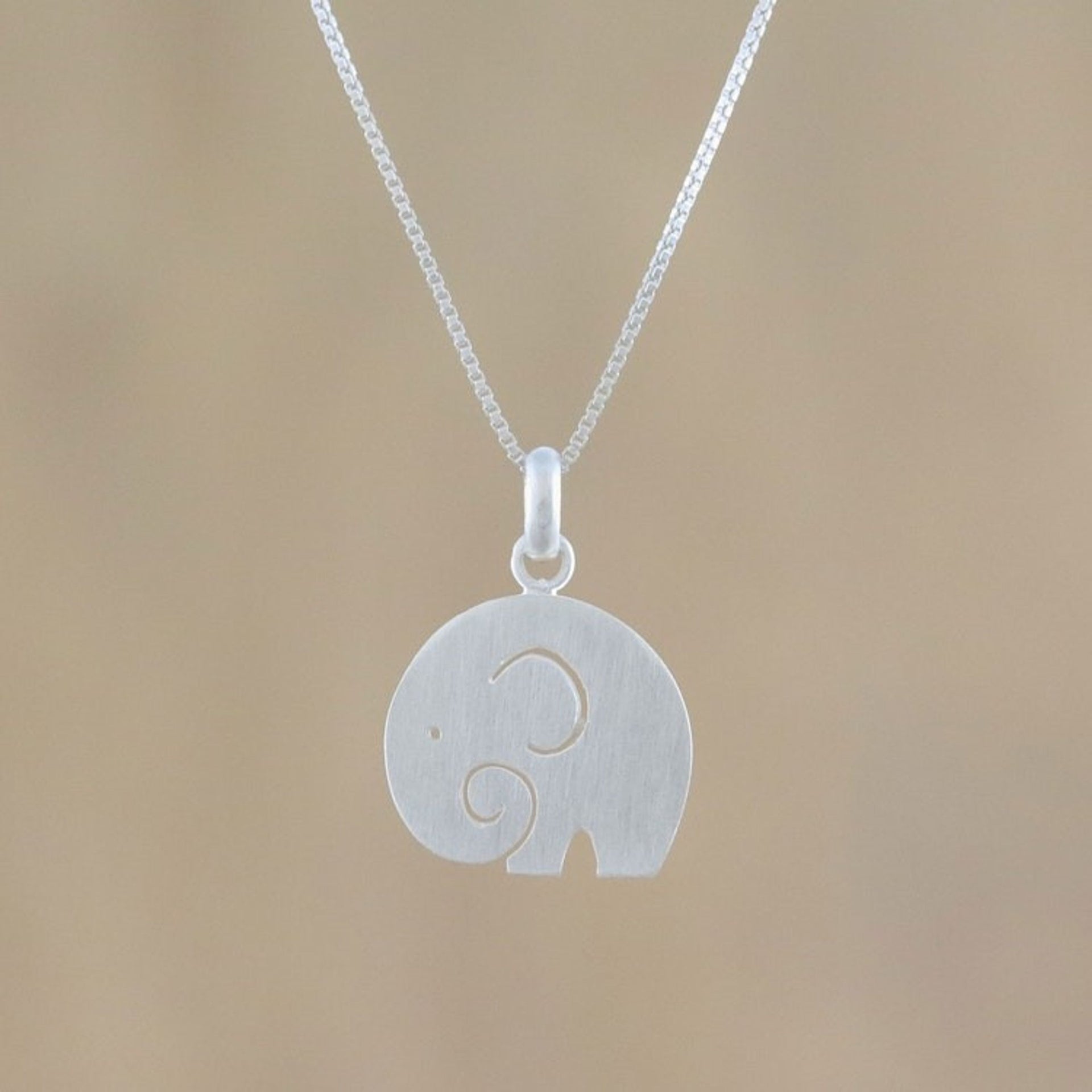 Openwork Sterling Silver Elephant Necklace from Thailand 'Elephant Cutie'