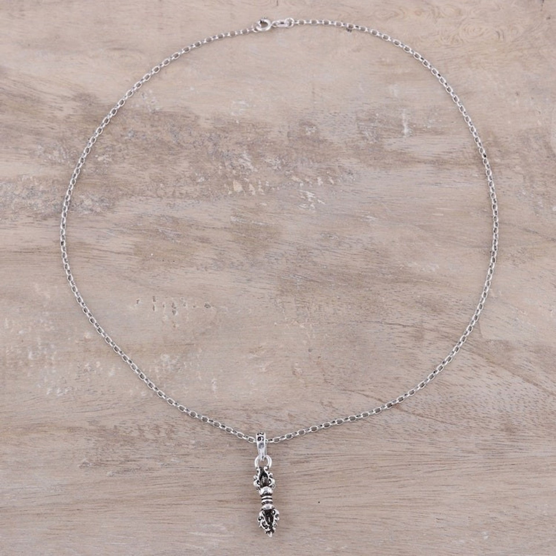 Sterling Silver Talisman Pendant Necklace from India 'Powerful Talisman'