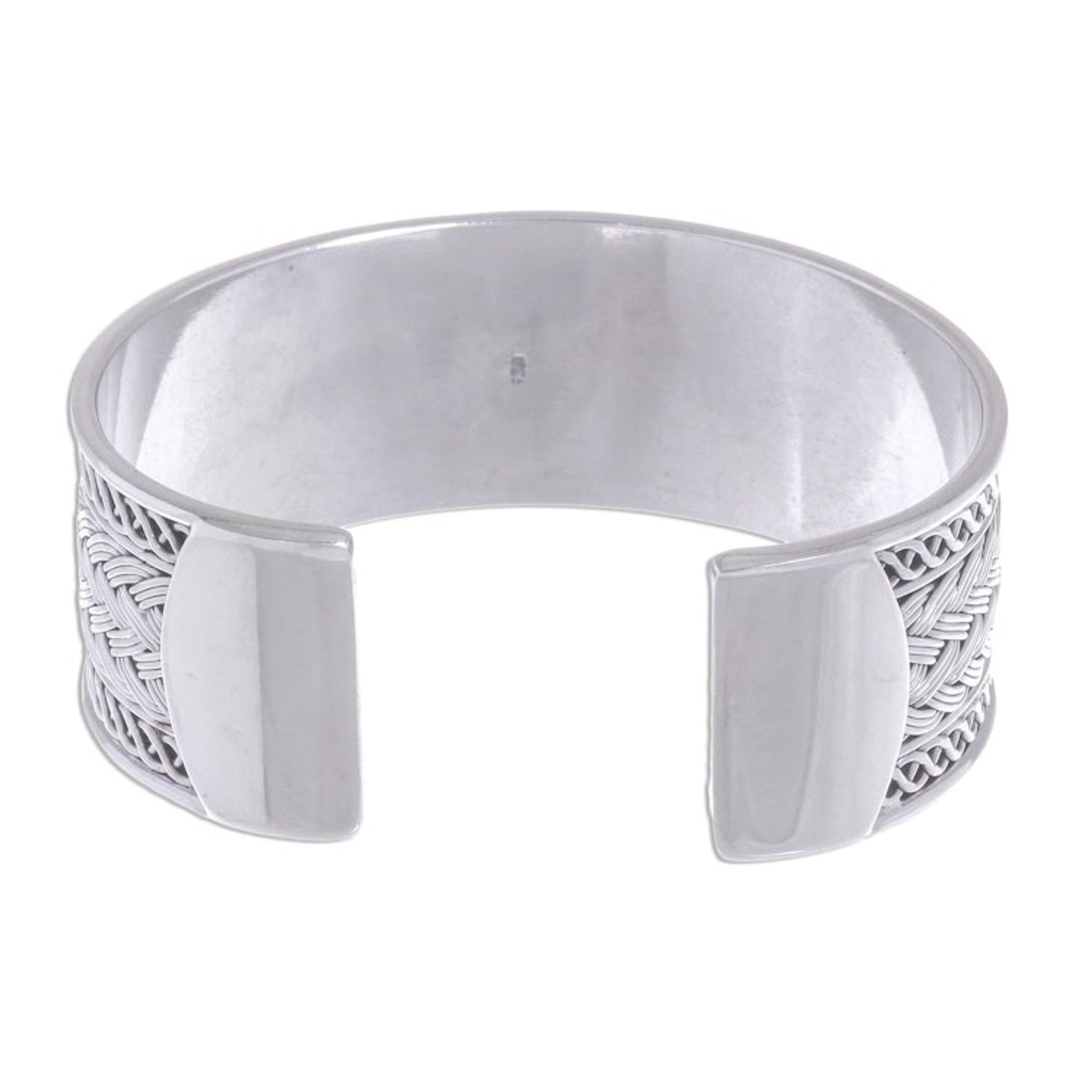 Hill Tribe Sterling Silver Cuff Bracelet 'Rippling Helixes'