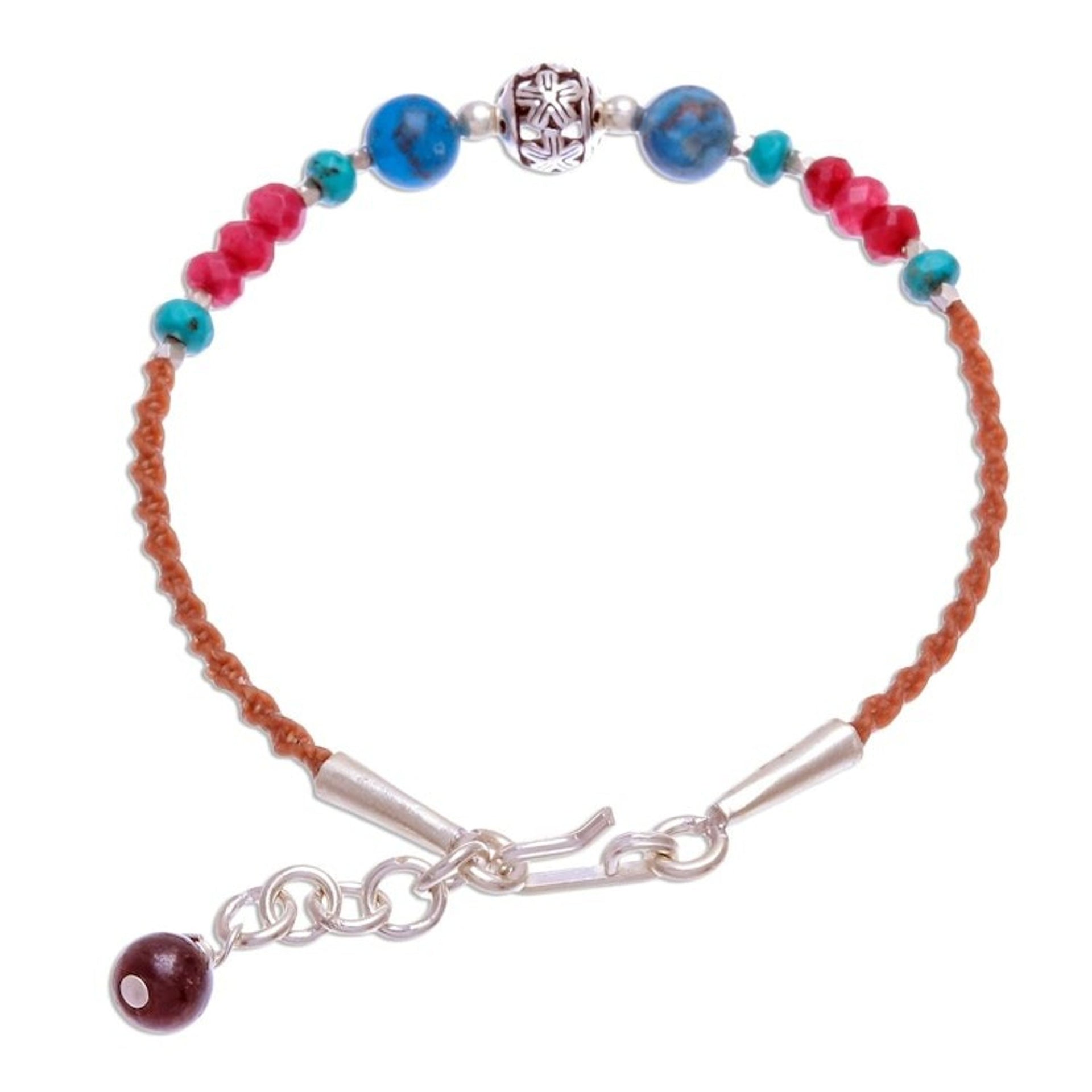 Agate and Quartz Beaded Cord Bracelet with Sterling Silver 'Wonder'