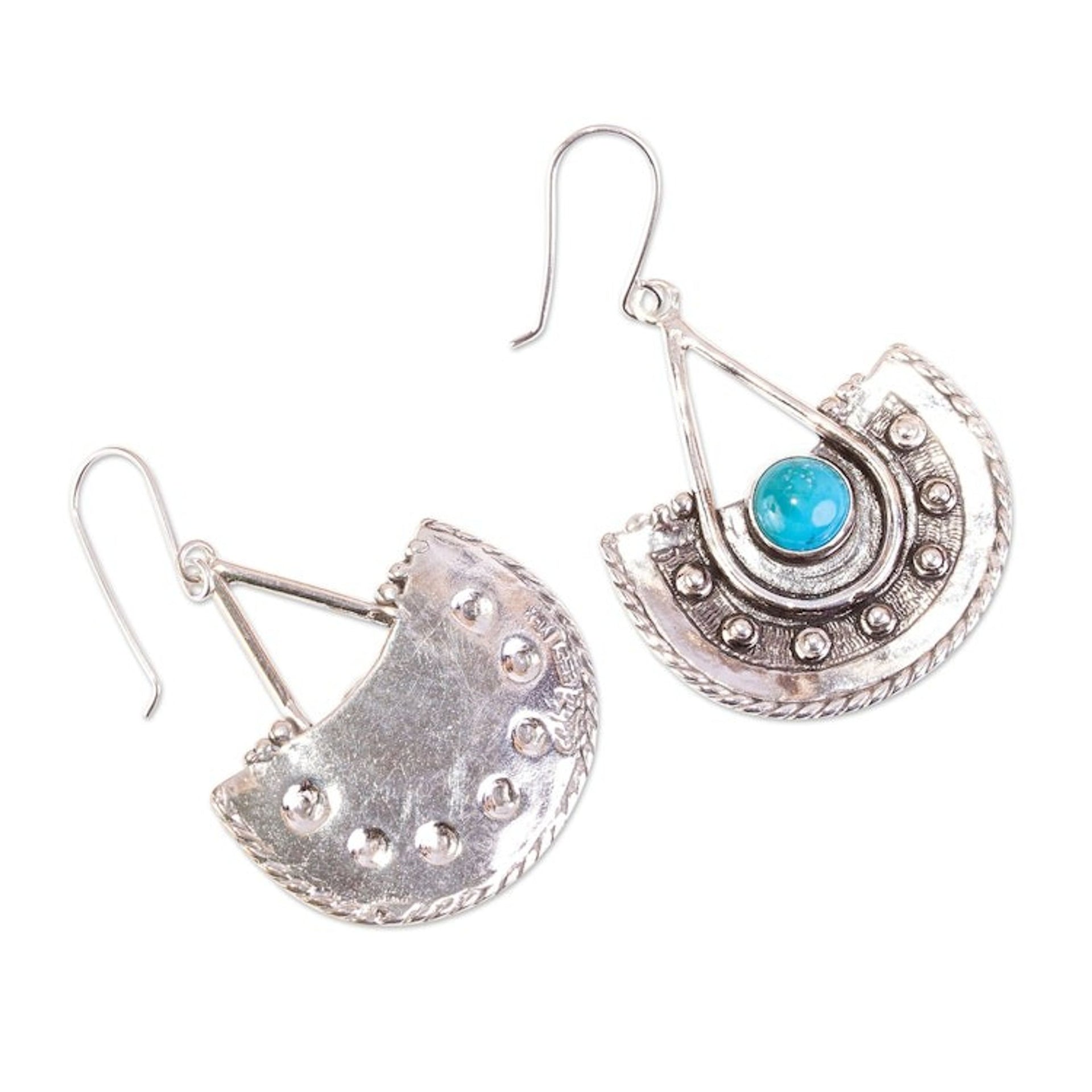 Sterling Silver and Turquoise Dangle Earrings from Mexico 'Turquoise Candy'