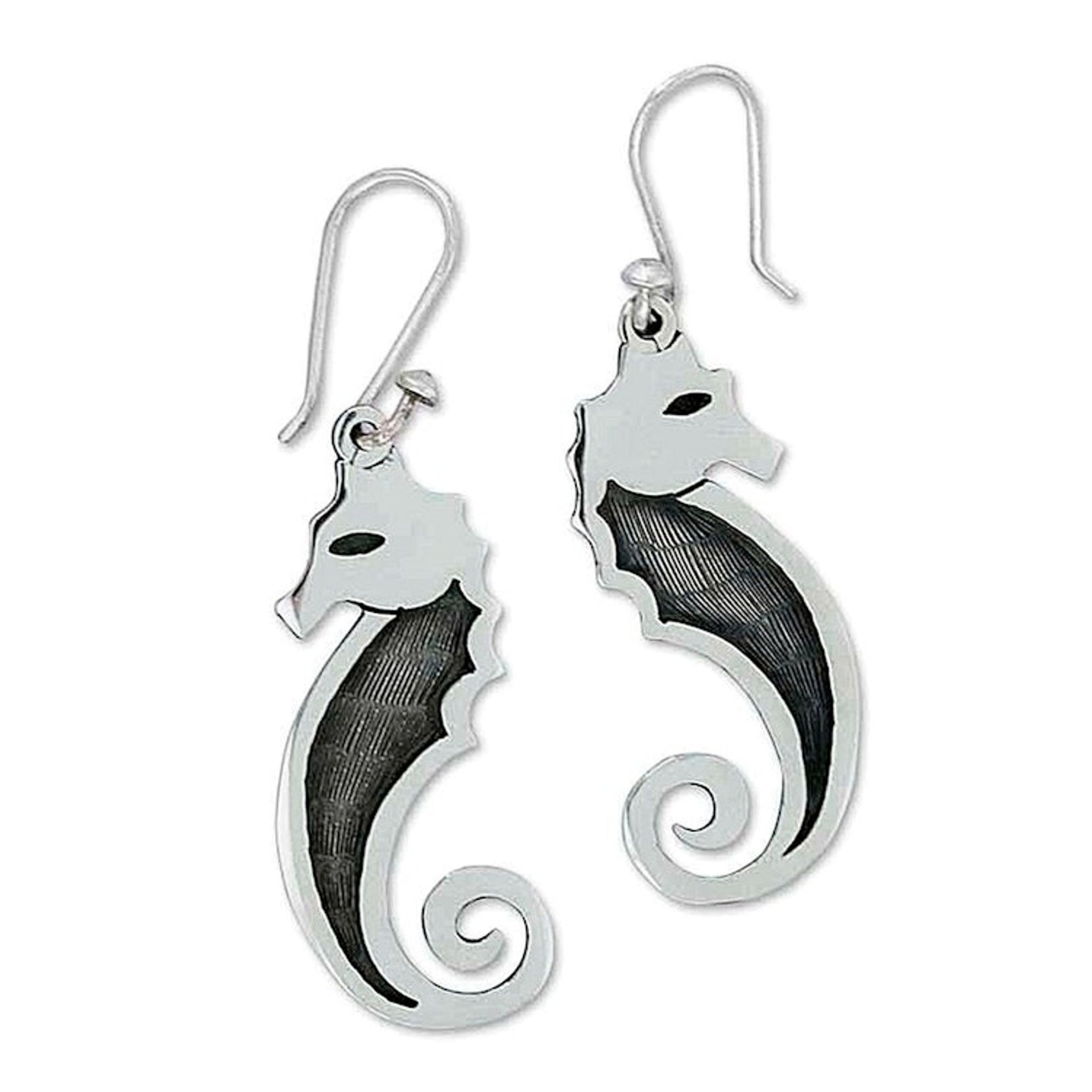 Sterling silver dangle earrings 'Seahorse'
