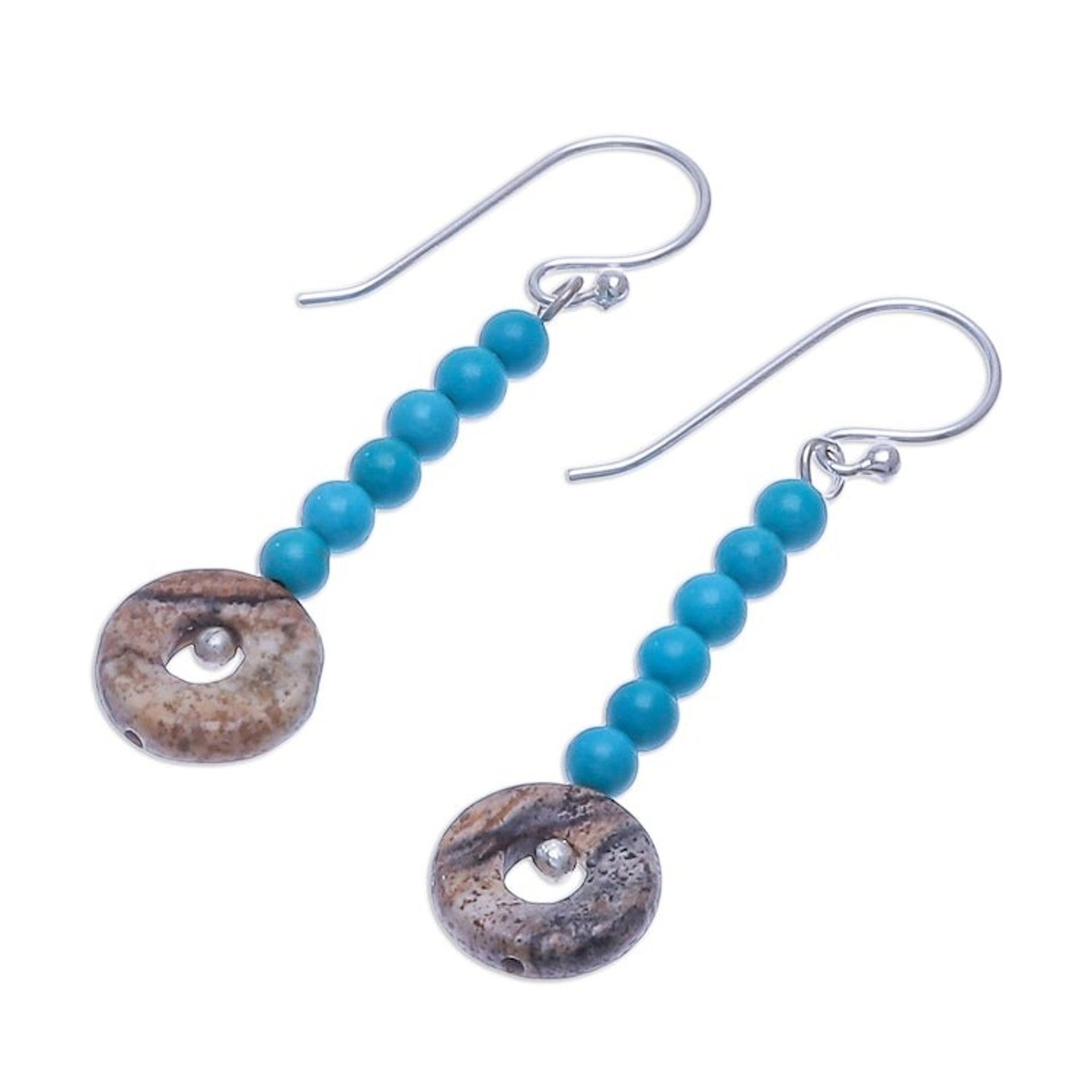 Handmade Jasper and Sterling Silver Dangle Earrings 'Winter Sunset'