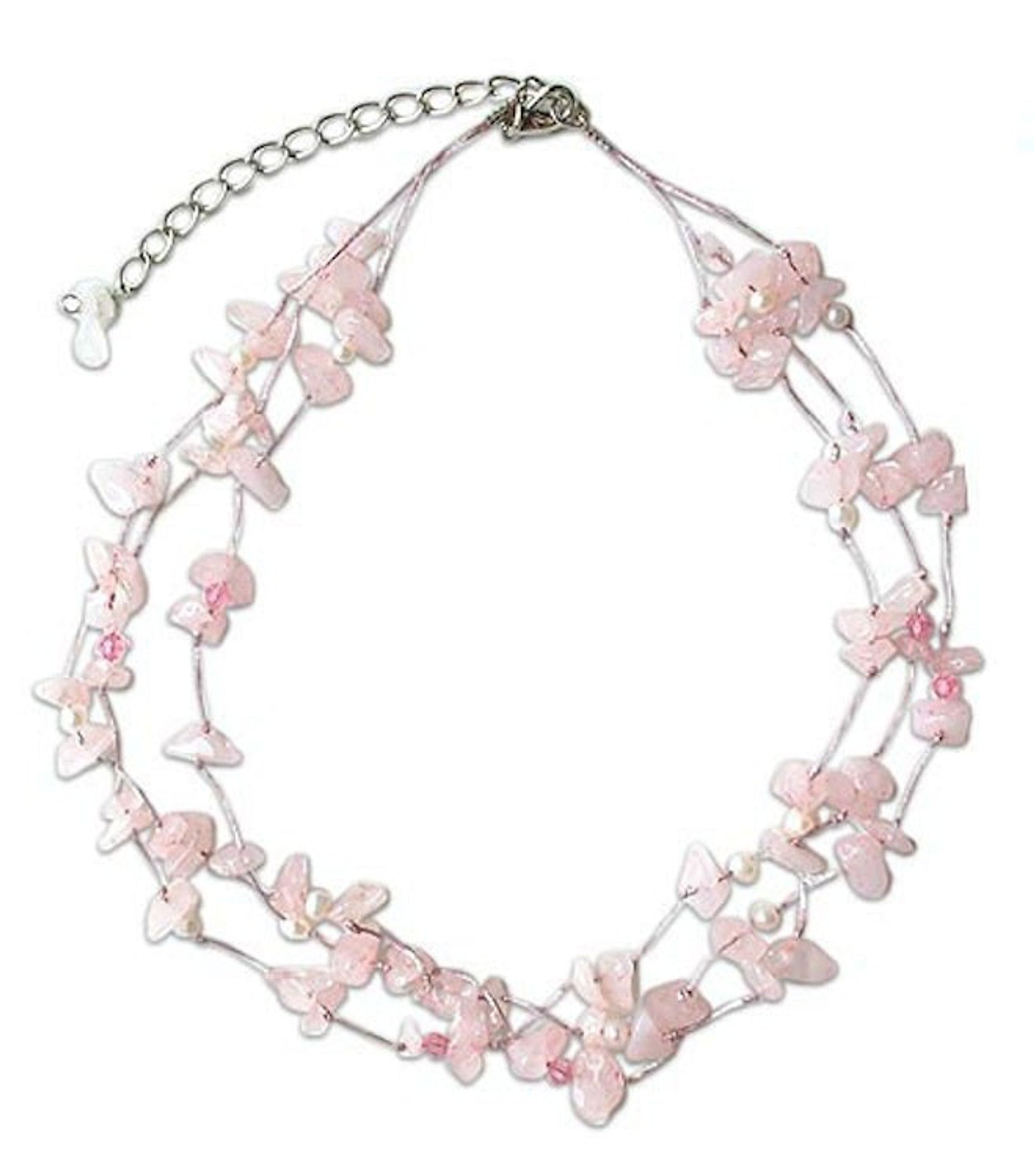 Rose Quartz and Pearl Beaded Necklace 'Natural Spectacular'