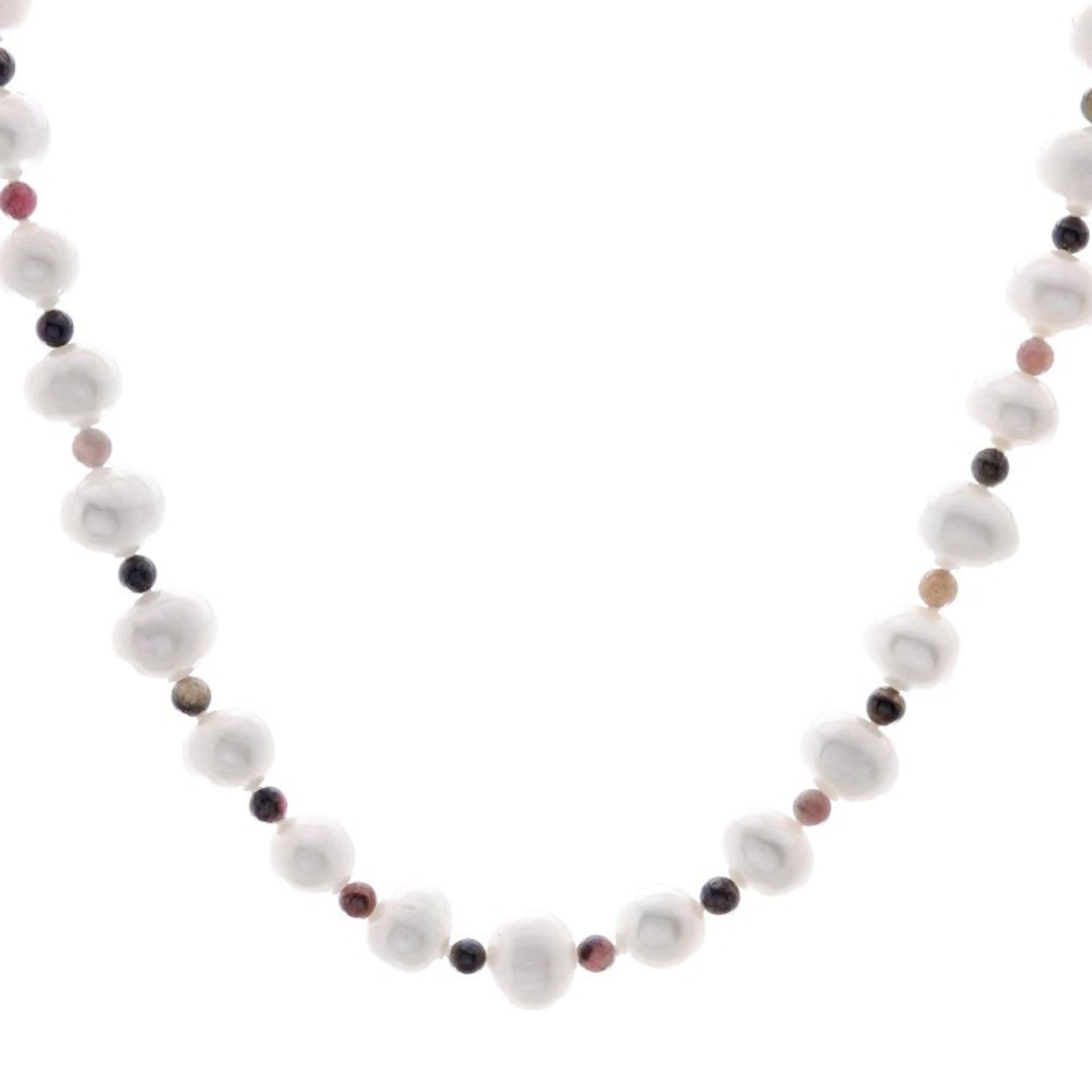 Cultured Pearl and Tourmaline Beaded Necklace from Thailand 'Colorful Palace'