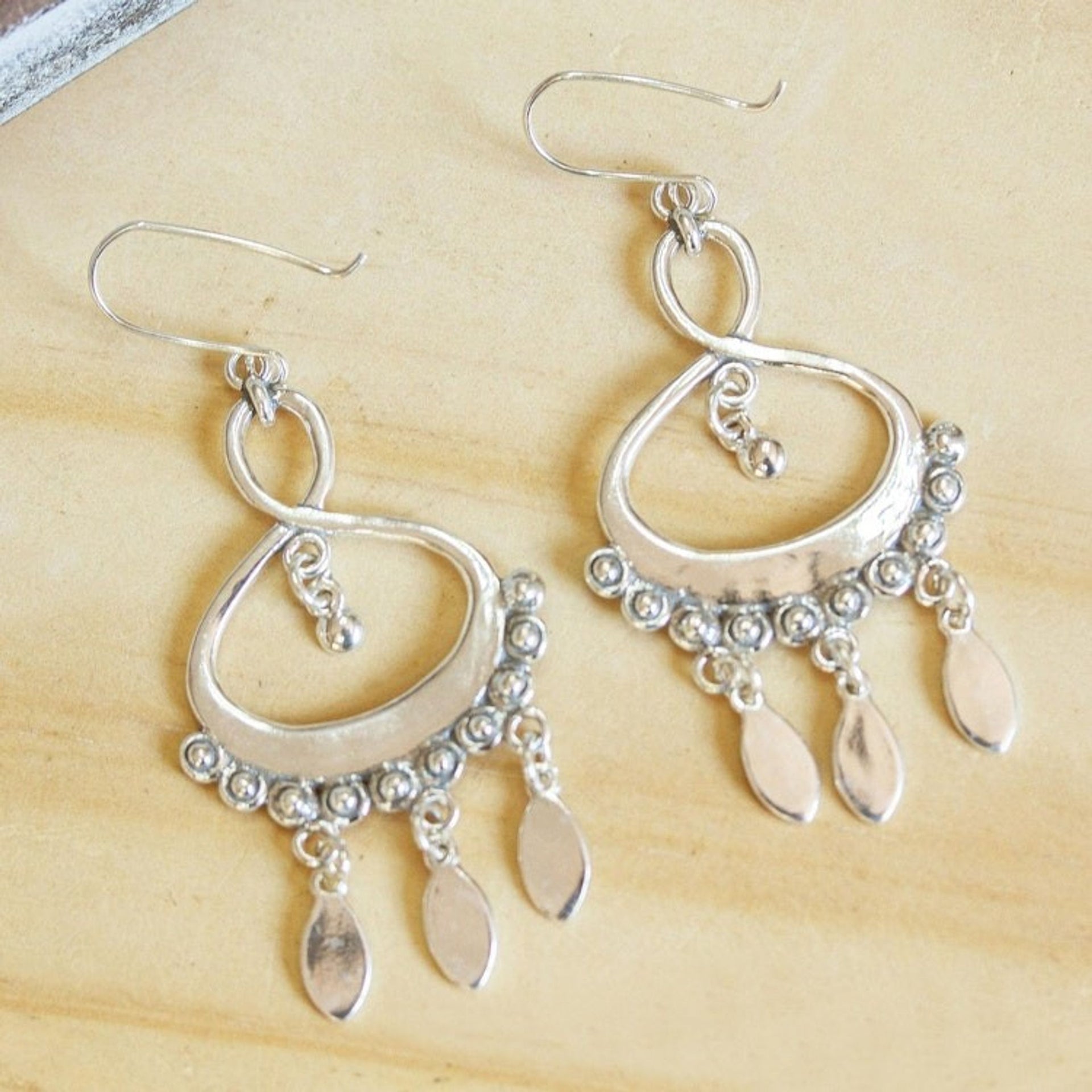 Chandelier Earrings Crafted from Sterling Silver 'Infinite Joy'