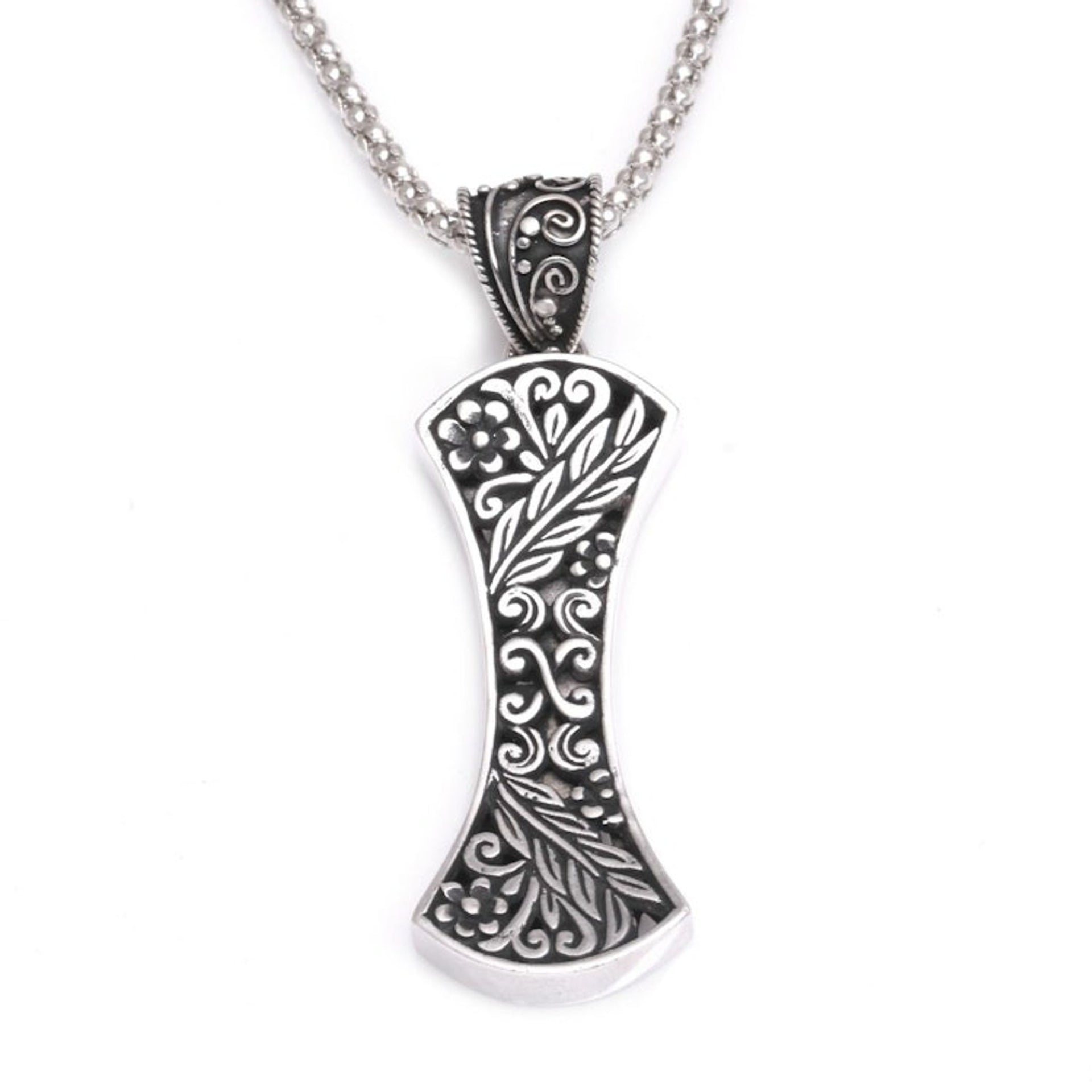 Floral Sterling Silver Pendant Necklace from Java 'Petals Crest'