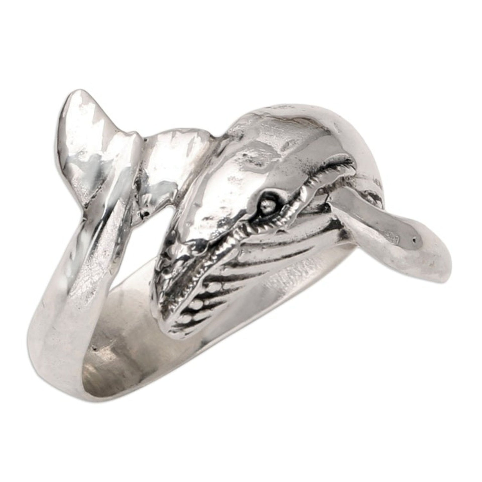 Sterling Silver Wrap Ring with Whale Motif 'Gentle Giant'