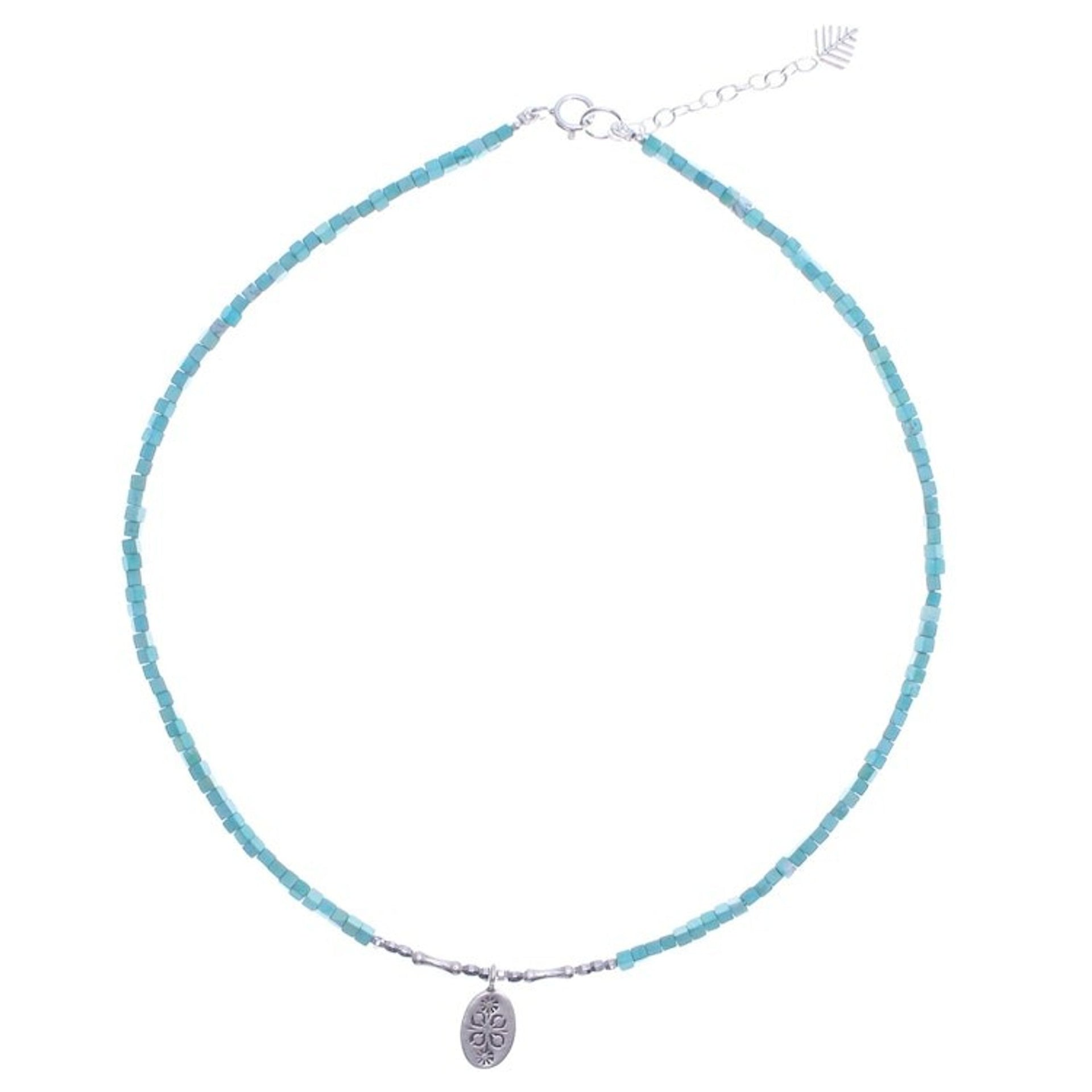 Amazonite and Sterling Silver Pendant Necklace 'Pale Flower'