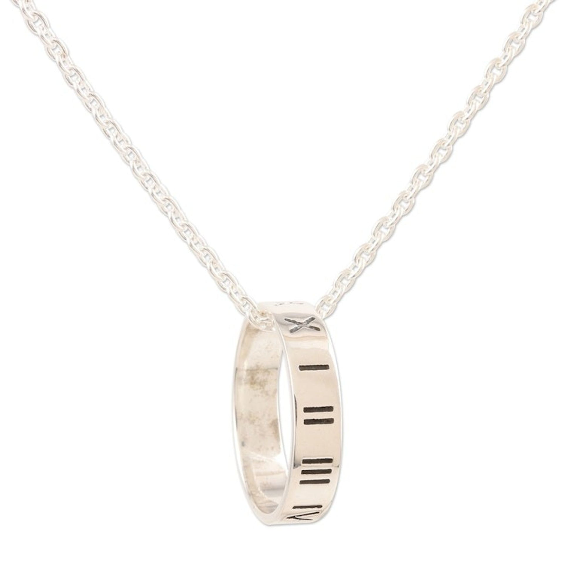Sterling Silver Roman Numeral Pendant Necklace 'Roman Numerals'