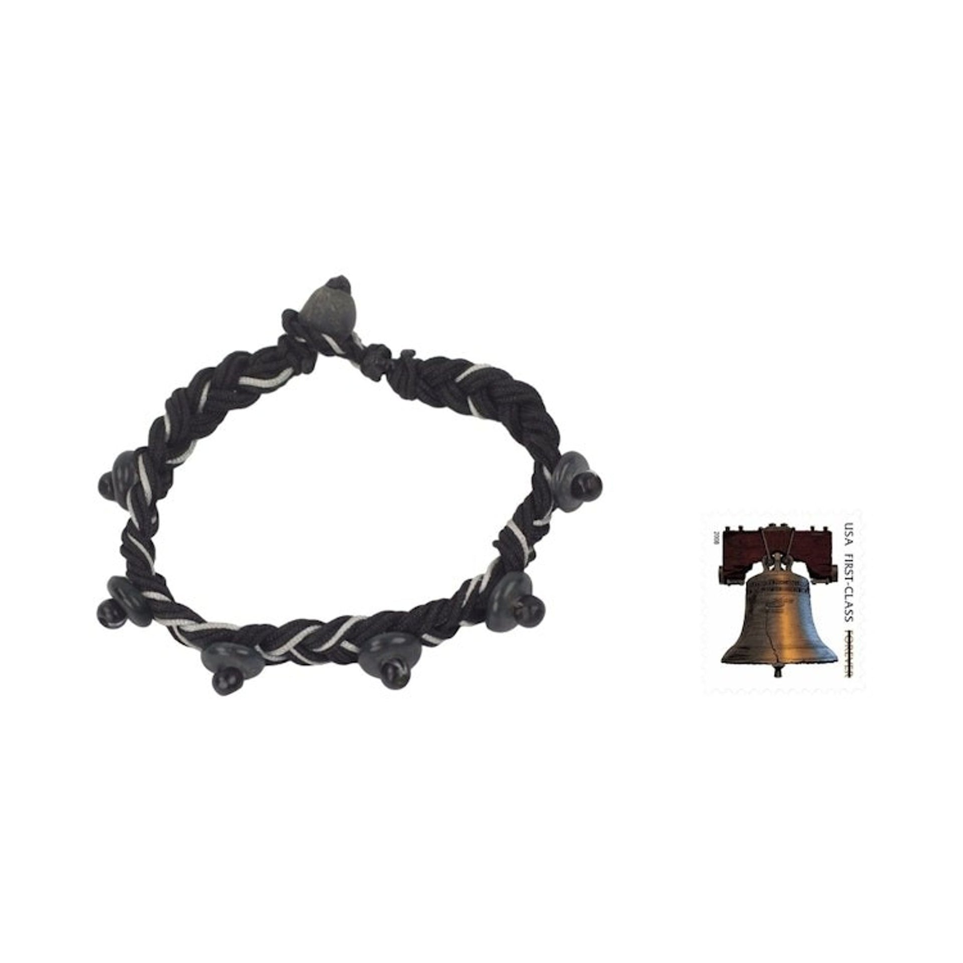 African Artisan Crafted Braided Cord Bracelet with Beads 'Lagos Braid'