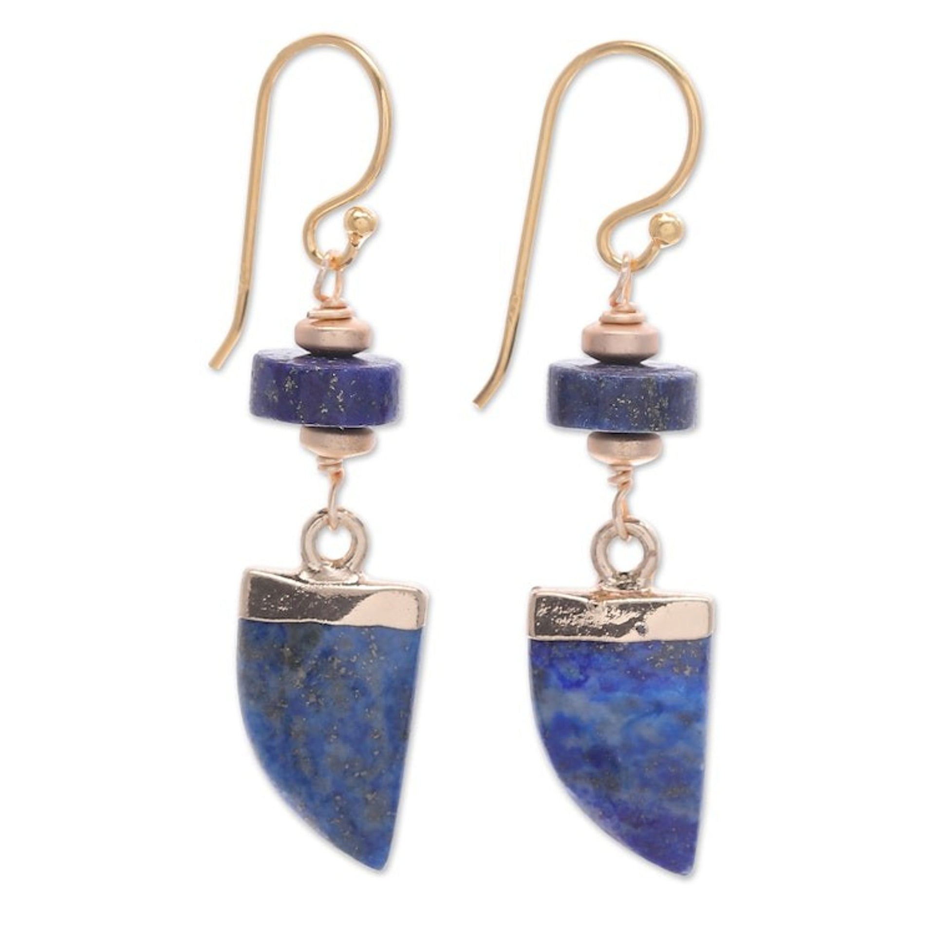 Lapis Lazuli and Hematite Dangle Earrings Made in Thailand 'Palace Blue'