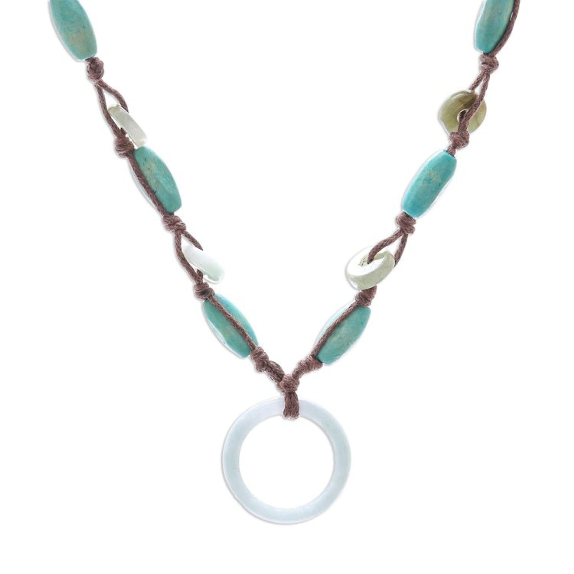 Mango Wood and Jade Necklace 'Endless Harmony'