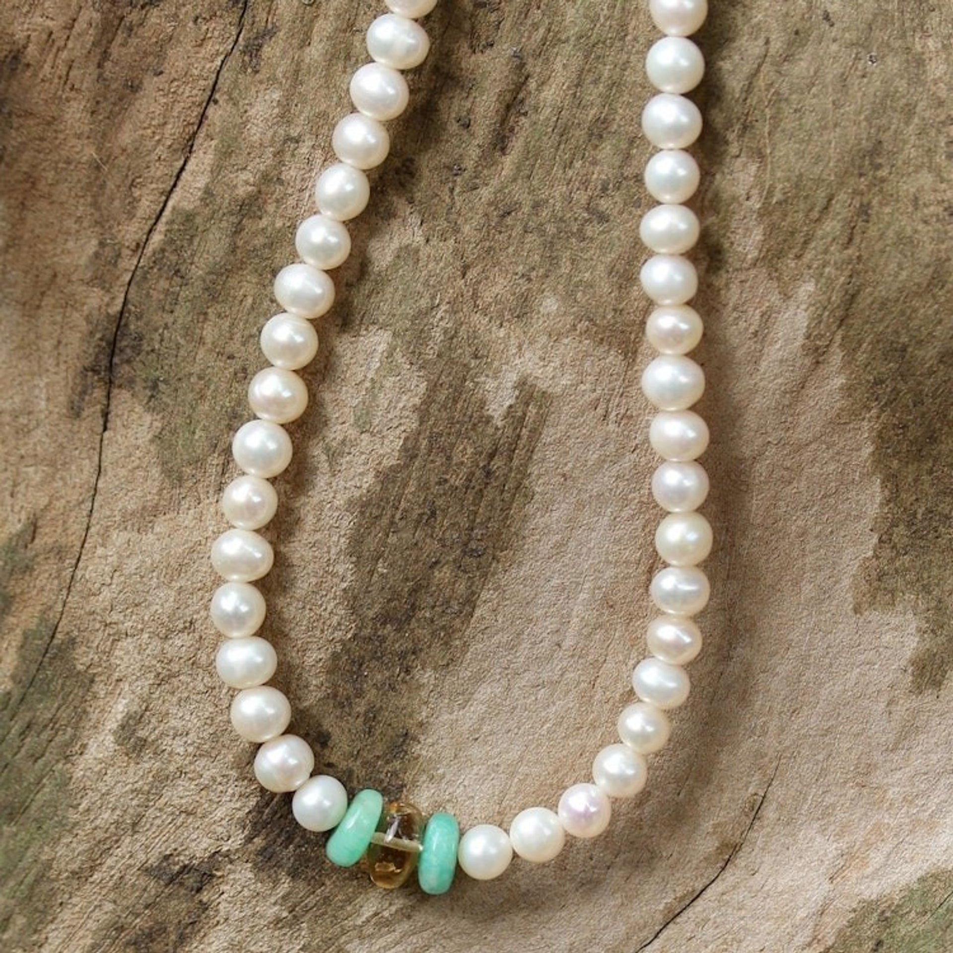 Pearl and Amazonite Necklace 'Lovely Lady'