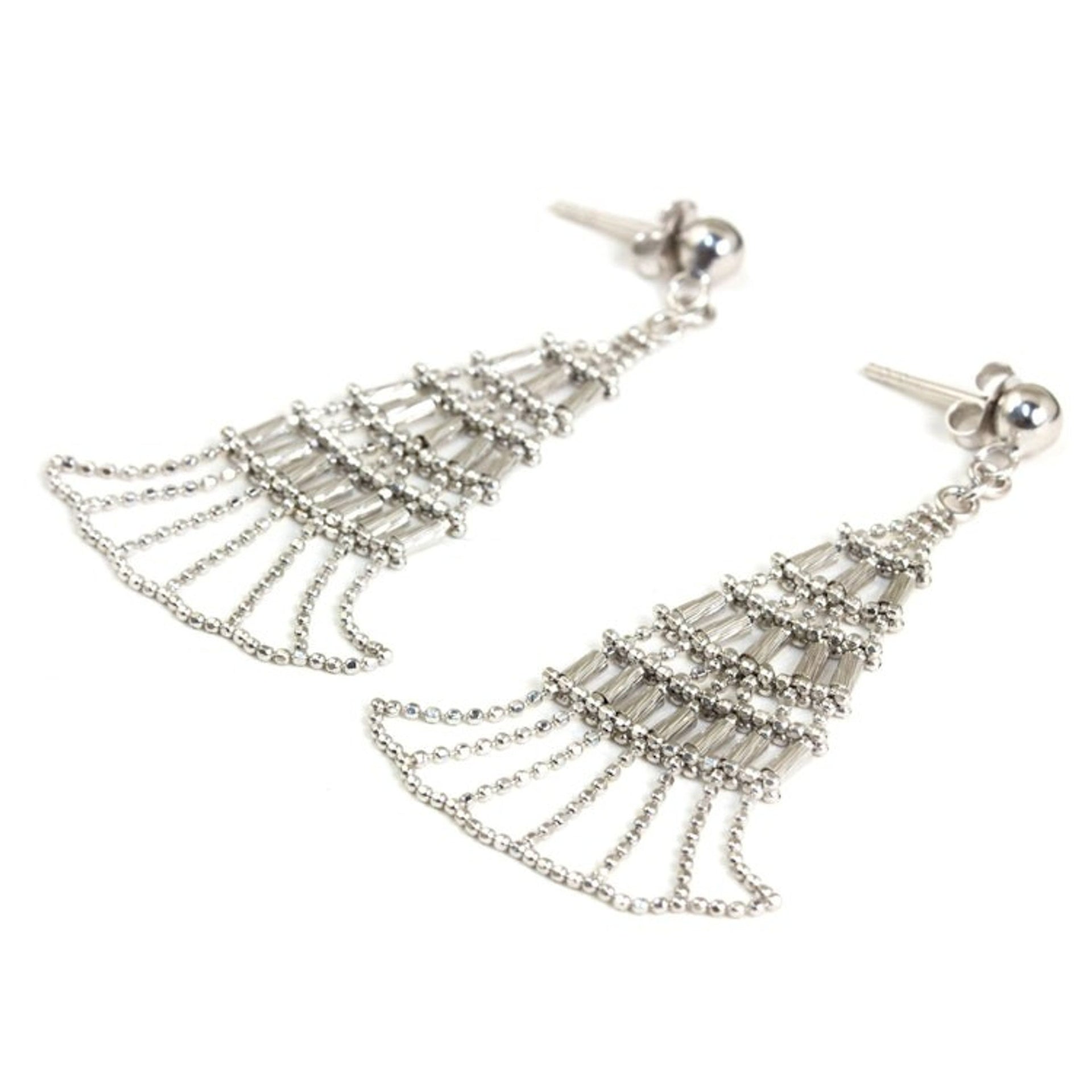 Modern Thai Sterling Silver Dangle Earrings Crafted by Hand 'Holiday Trees'