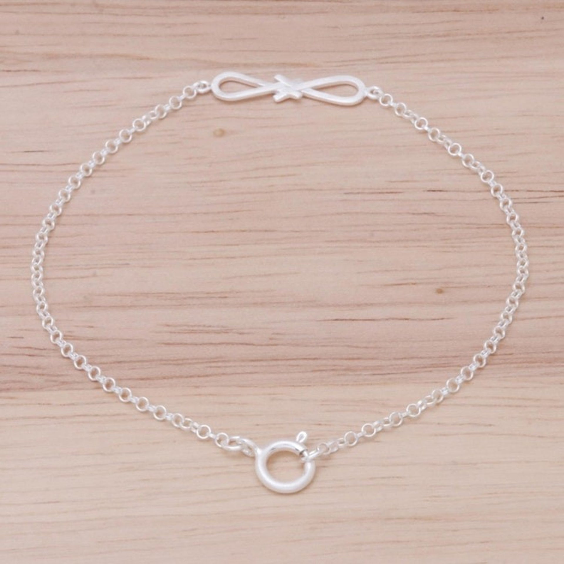 Sterling Silver Infinity Pendant Bracelet from Thailand 'Interlinked Infinity'